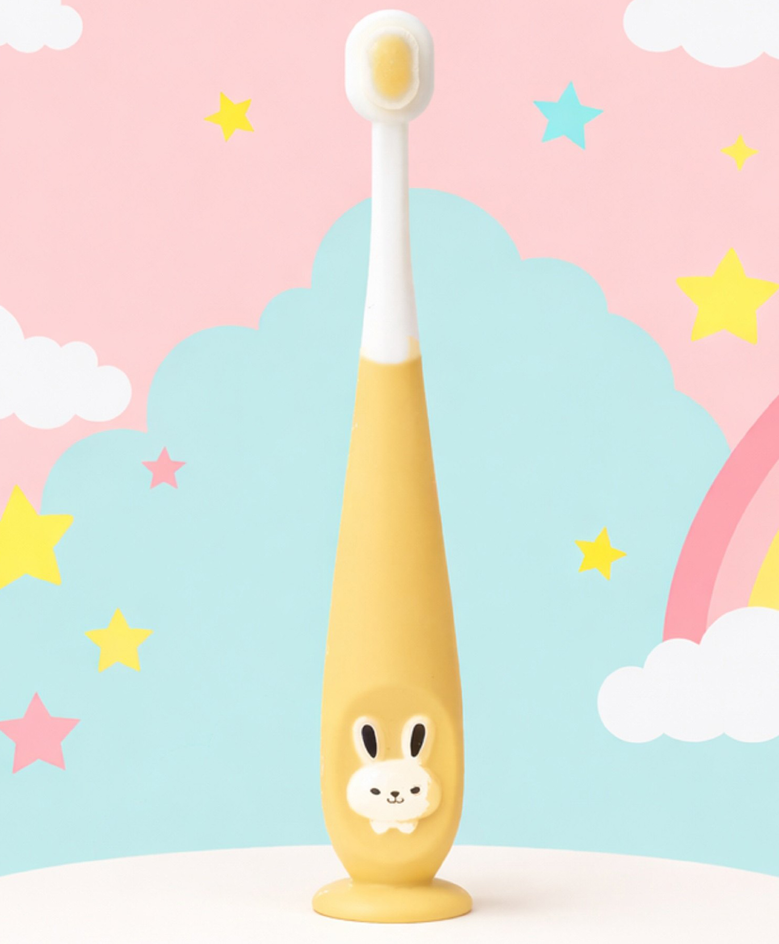 The Cheeky Kidzz Pack of 1 Baby Soft Bristles Suction Cup Base Bunny Design Teeth Manual Toothbrush BPA Free For Kids (1 To 10 Years) (YELLOW)-image-31