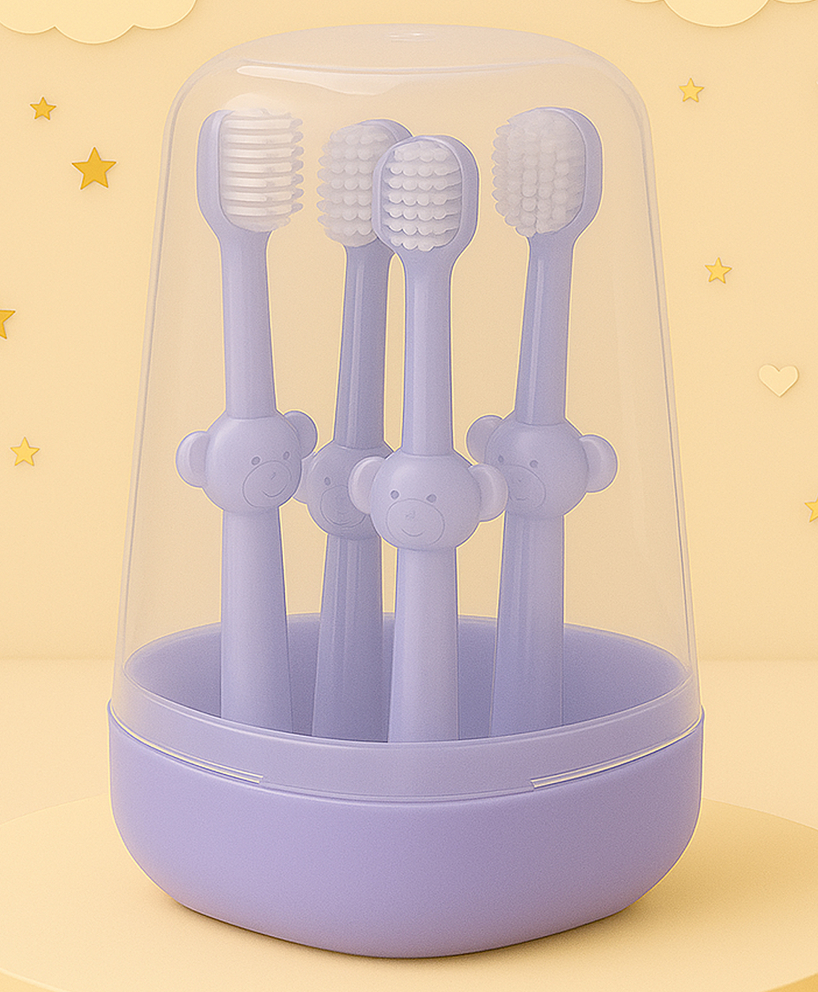 The Cheeky Kidzz Baby Toothbrush 3 In 1 BPA Free Silicone Toothbrush Set Includes U-Shape Tooth Scrubber, Tongue Cleaner & Front Massager Case(PURPLE)-picture-21