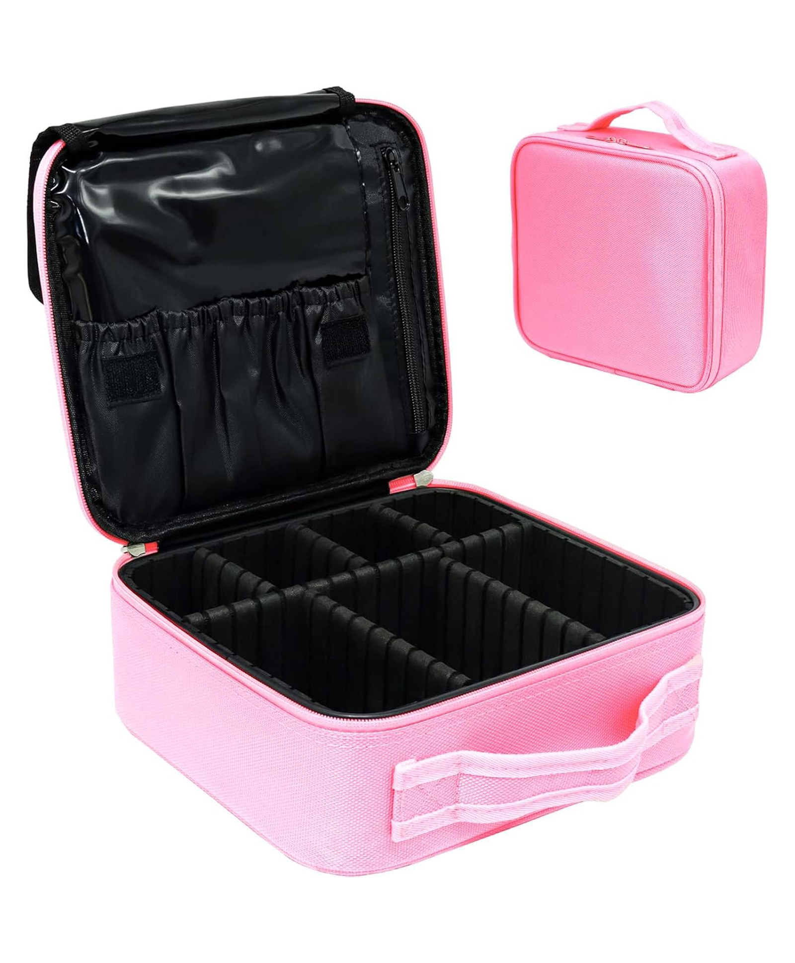 House of Quirk Makeup Cosmetic Storage Case with Adjustable Compartment - Rose Pink-image-47