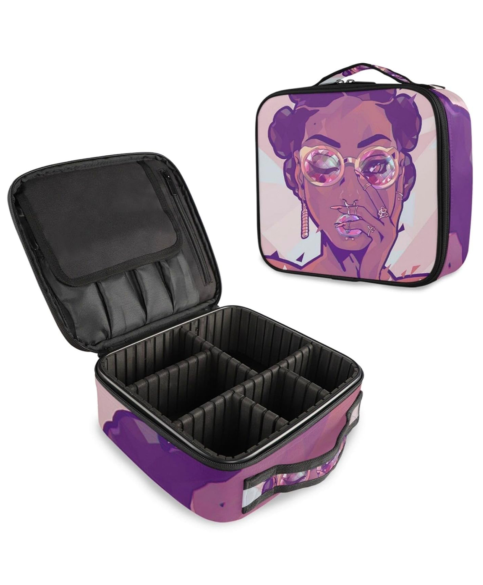 House of Quirk Makeup Cosmetic Storage Case With Adjustable Compartment Cosmetic Bag Senorita - Multicolor-picture-20