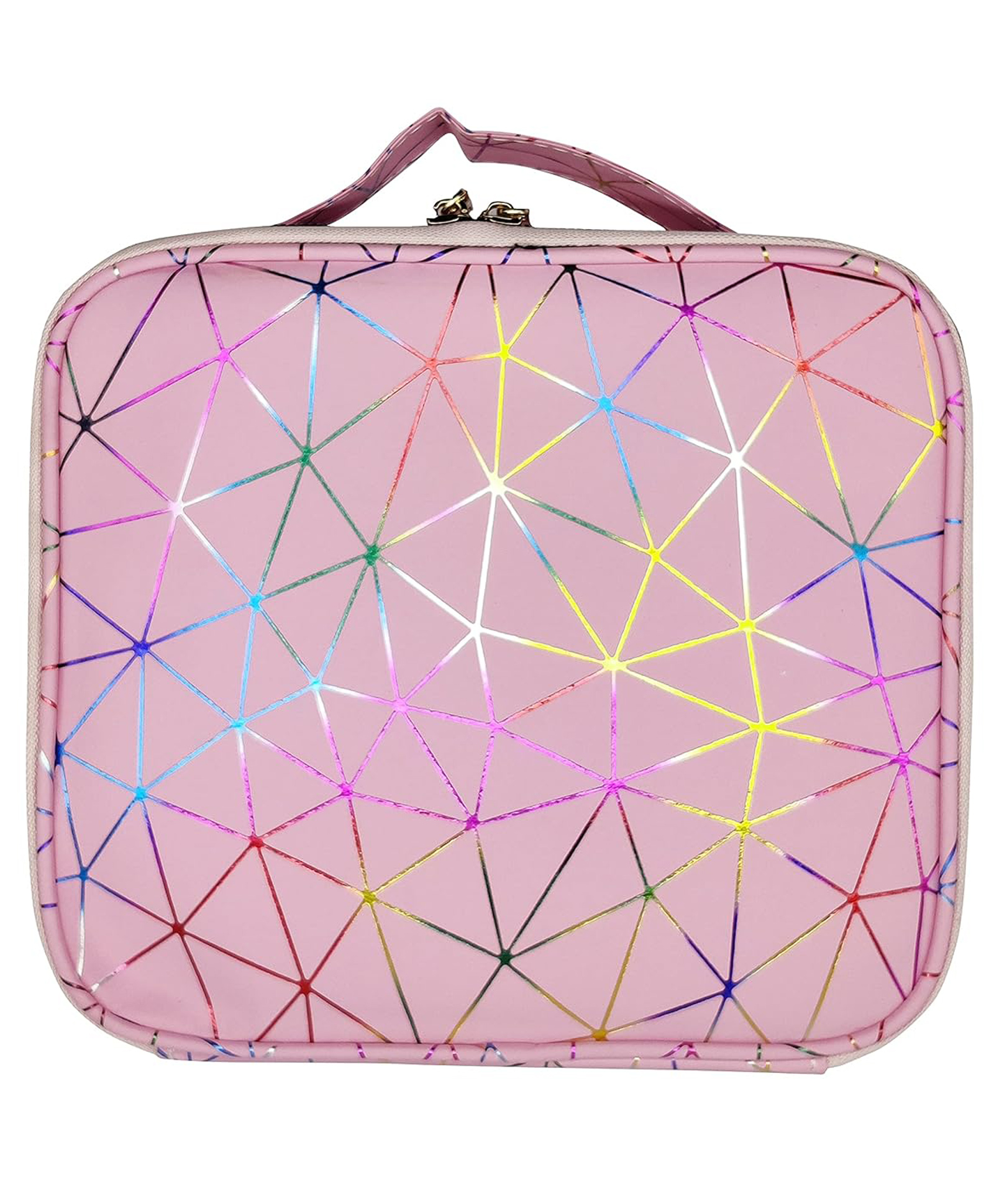 House of Quirk s Makeup Cosmetic Bag Storage Case With Adjustable Compartment - Pink Diamond-image-47