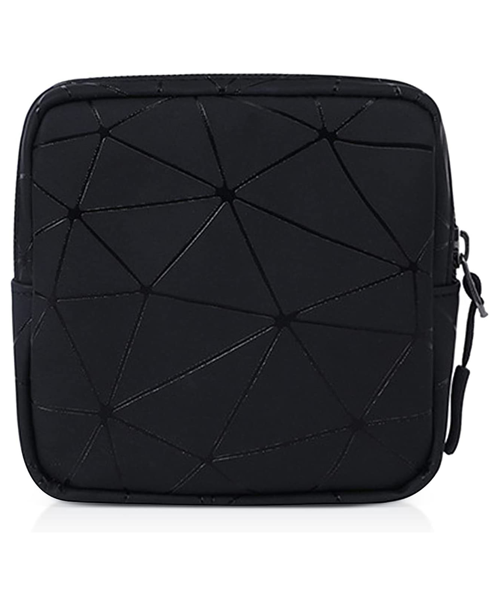 House of Quirk Faux leather Sanitary Napkin Storage Bag Menstrual Cup Pouch Portable Pads With Zipper Feminine Menstruation First Period Bags (Black)-image-22