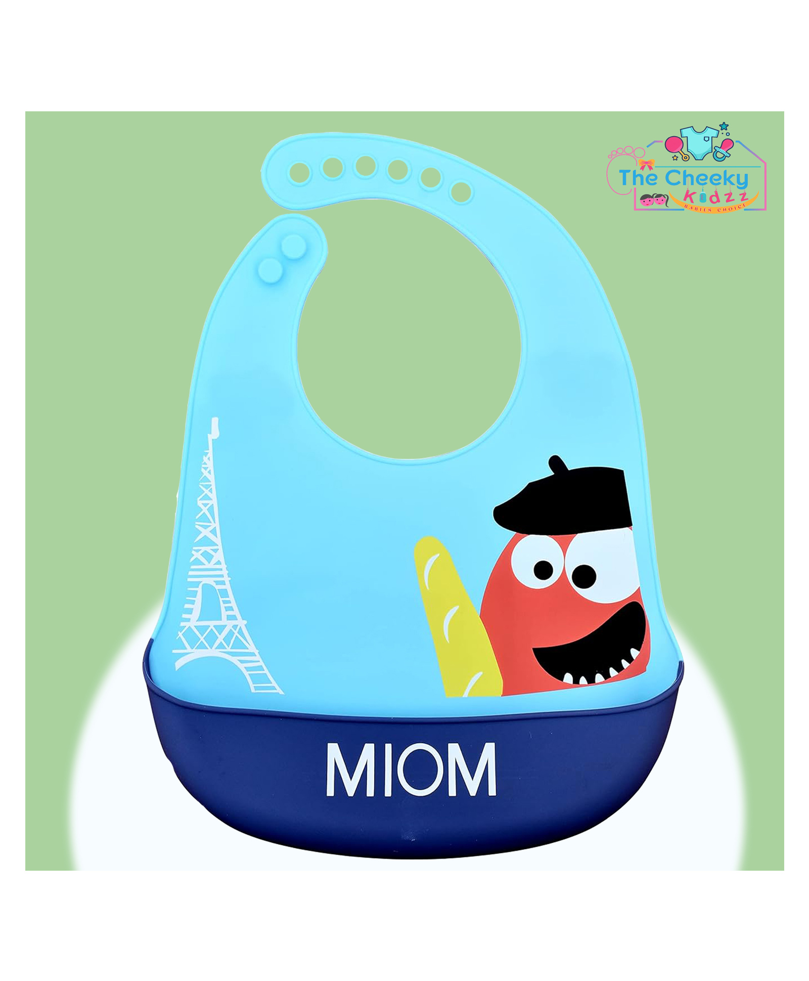 The Cheeky Kidzz Baby Silicone Cartoon Print Feeding Bib Waterproof Easy Stain Proof BPA Free Bib With Tray/Food Catcher 5 Months To 2 Years (BLUE)-picture-17