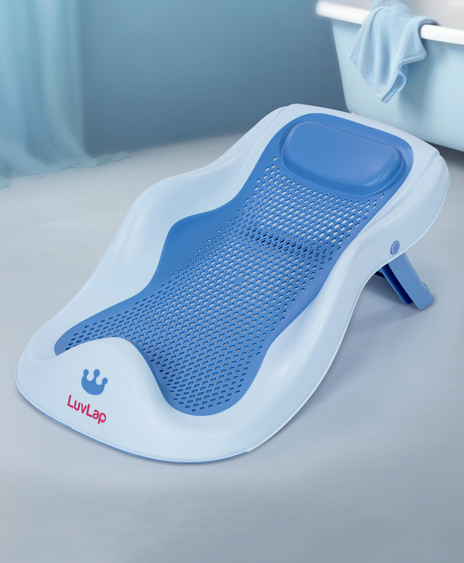 Luv Lap Baby Bath Seat Safe & Comfortable Non-Slip Durable Bather for Easy Bath Time - Blue-image-13