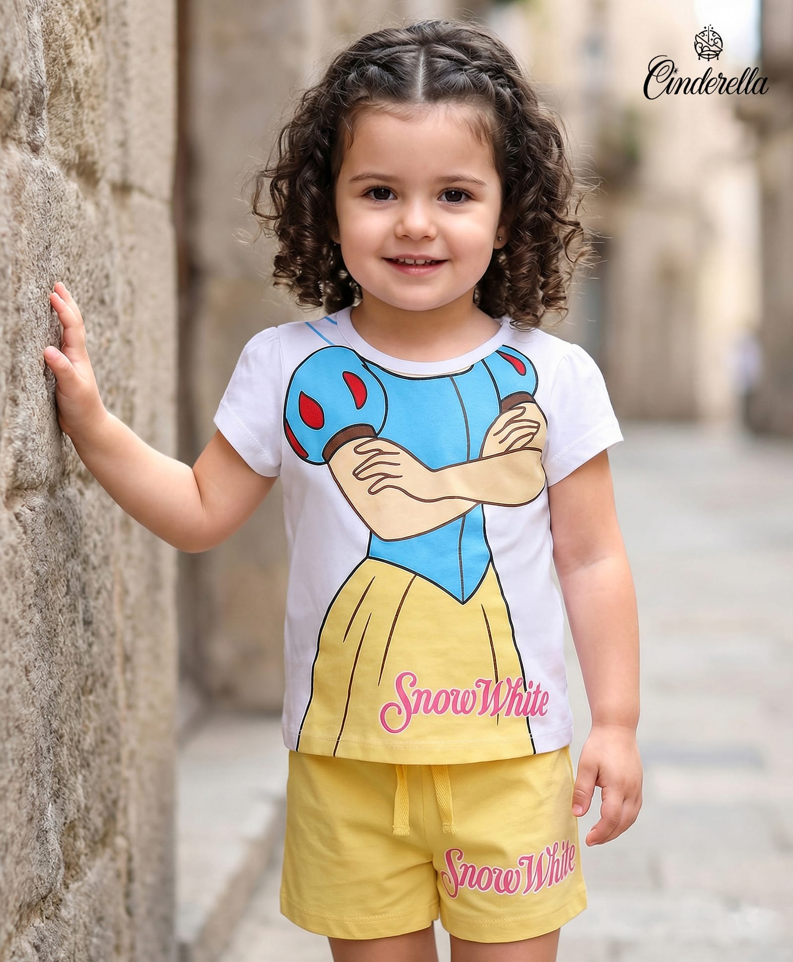 Babyhug Disney Single Jersey Knit Half Sleeves Short Set With Snow White Graphics - Multicolor-image-23