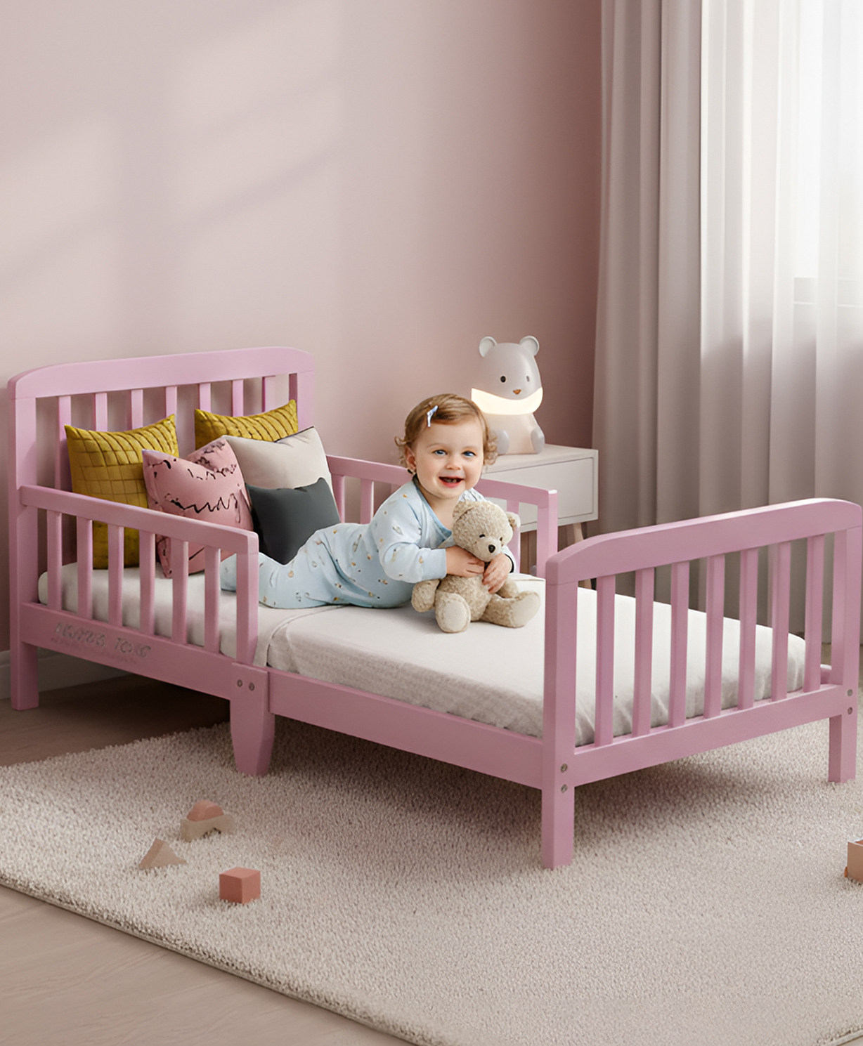 Polka Tots SideSnug Toddler Baby Bed - Pink-picture-19
