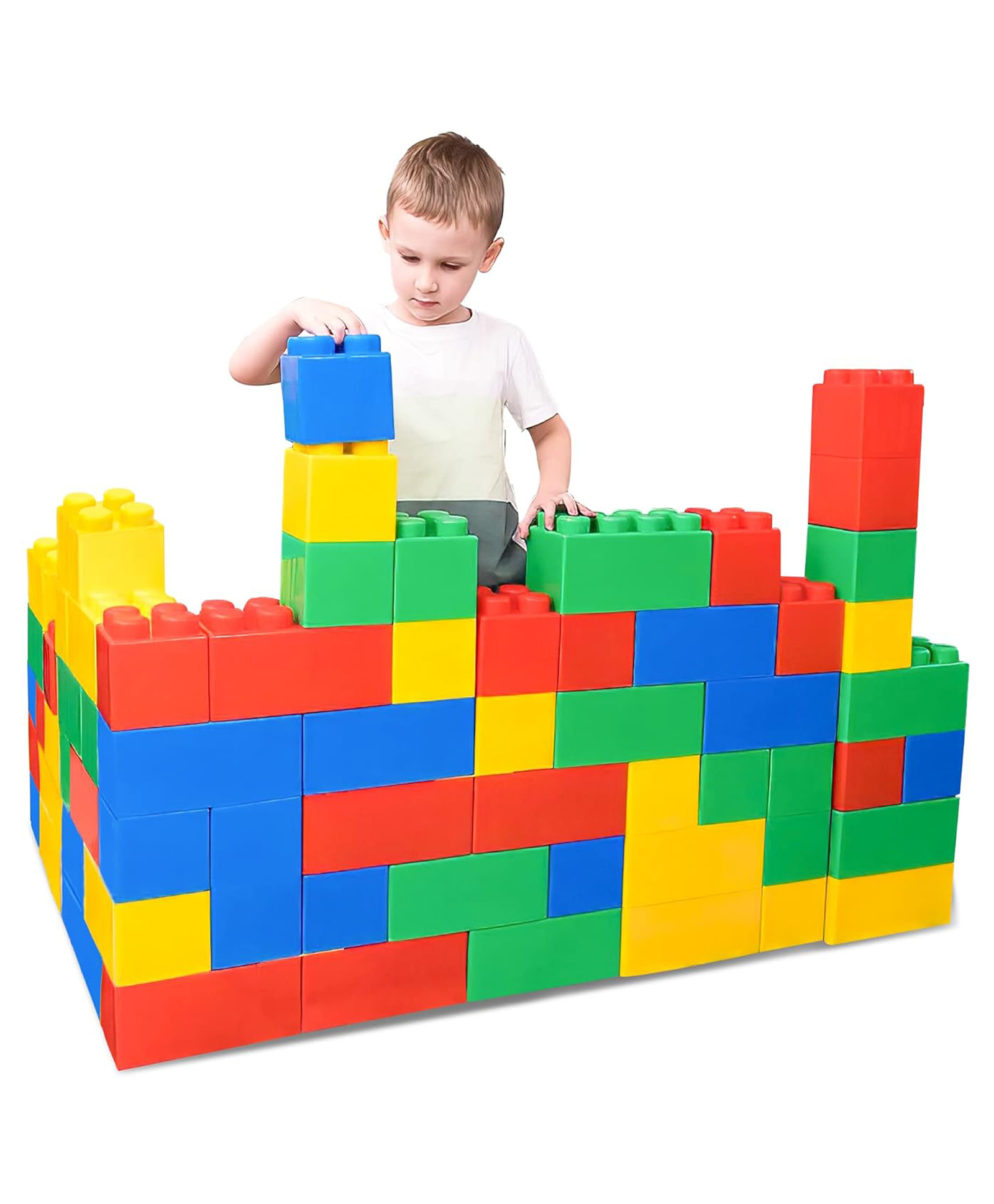 Hop N Play 75 Pcs Jumbo Building Blocks for Toddlers & Kids, Giant Stacking Bricks for Children -Multicolour-image-42