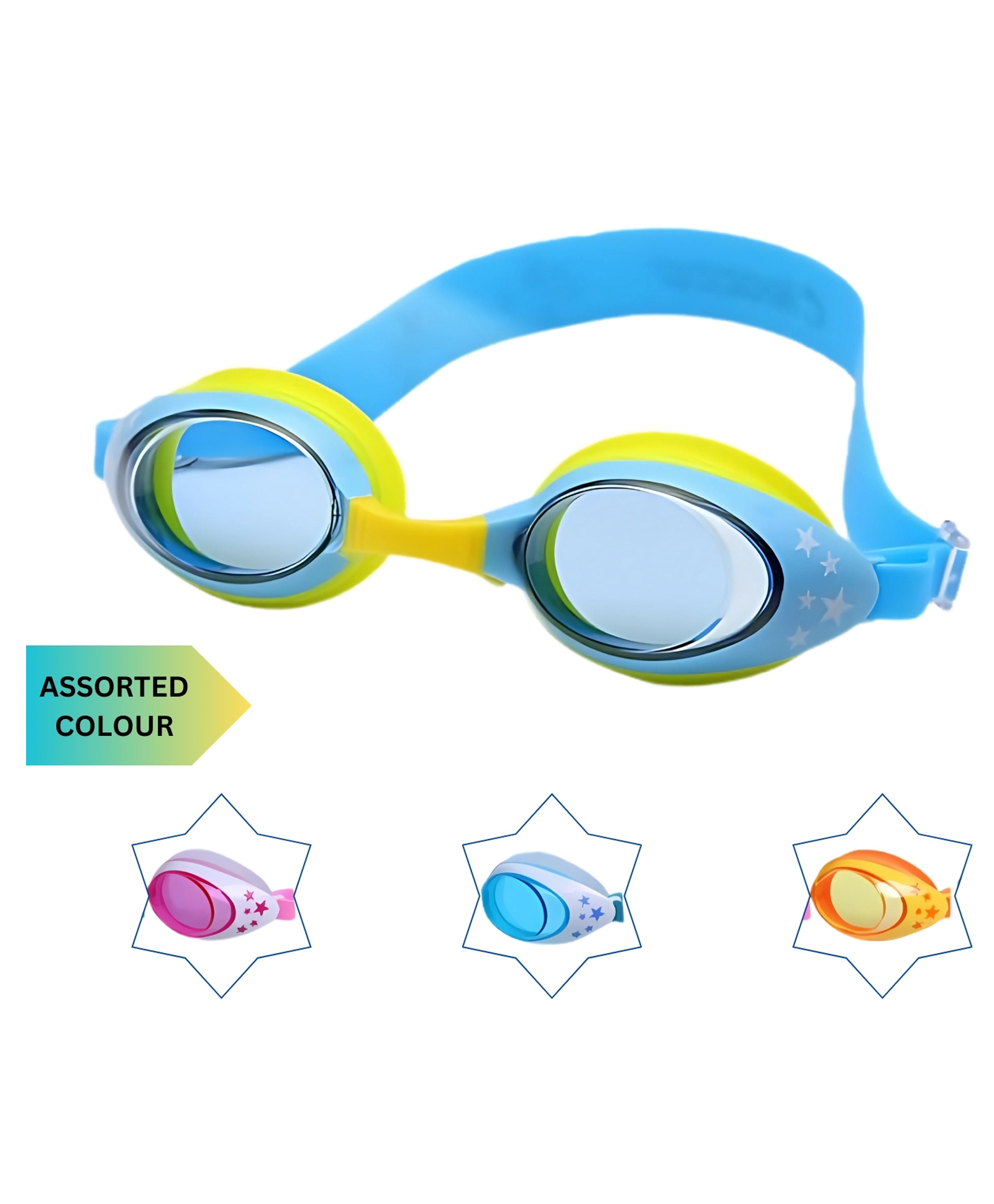 KARBD Swimming Goggles with Anti Fog UV Protection Glasses - Star Kids, Multicolour Assorted-picture-18
