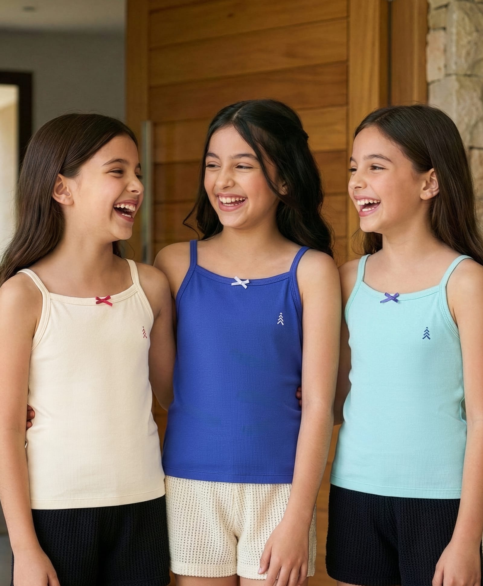 Pine Kids Cotton Elastane Knit Singlet Sleeves Solid Slips Pack of 3 (Color May Vary)-image-30