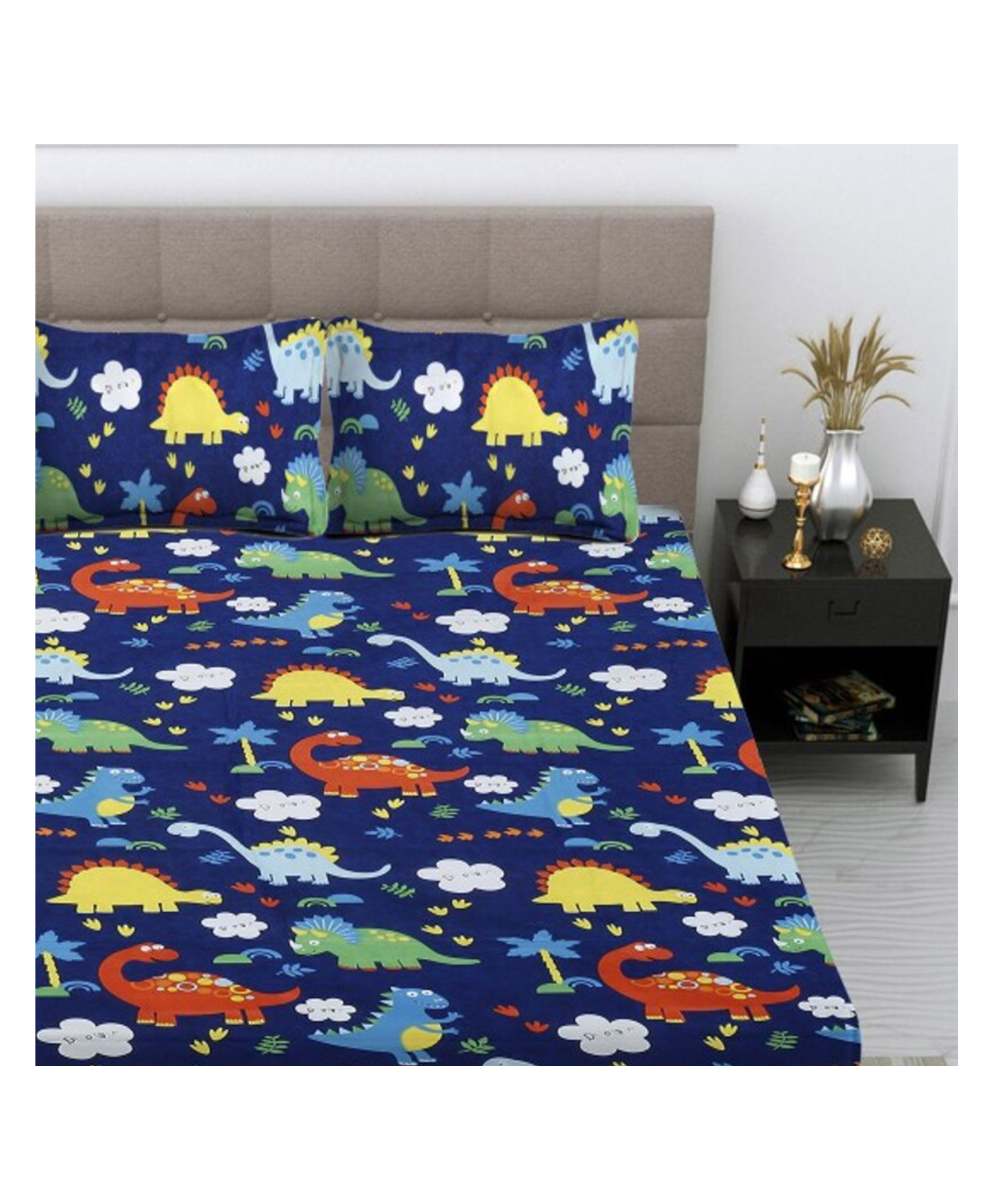 KIDS WONDERS Kids Print FlatBed Sheet Design 2 in Blue Color With 2 Pillow Covers-image-38