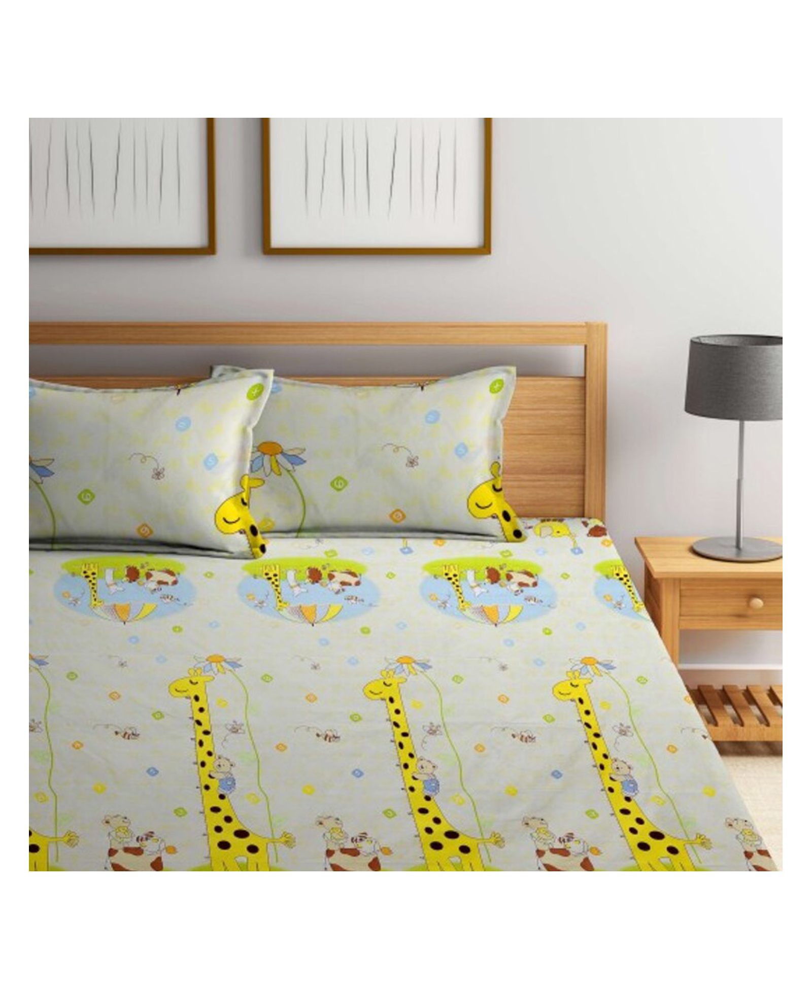Kids wonders kids print flatbed sheet design 4 in off white with 2 pillow covers.-image-40