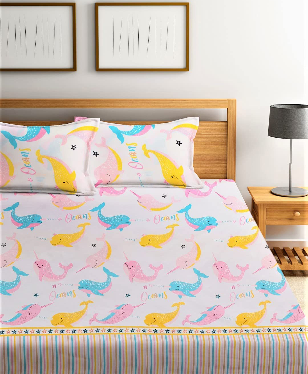 KIDS WONDERS Kids Print FlatBed Sheet Design 10 With 2 Pillow Covers - Baby Pink-image-16