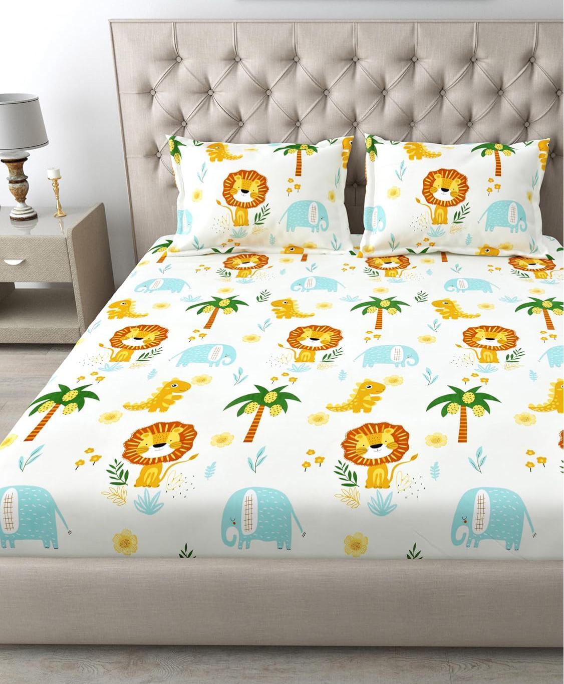 KIDS WONDERS Kids Print Flat Bedsheet in jungle print With 2 Pillow Covers.-image-48