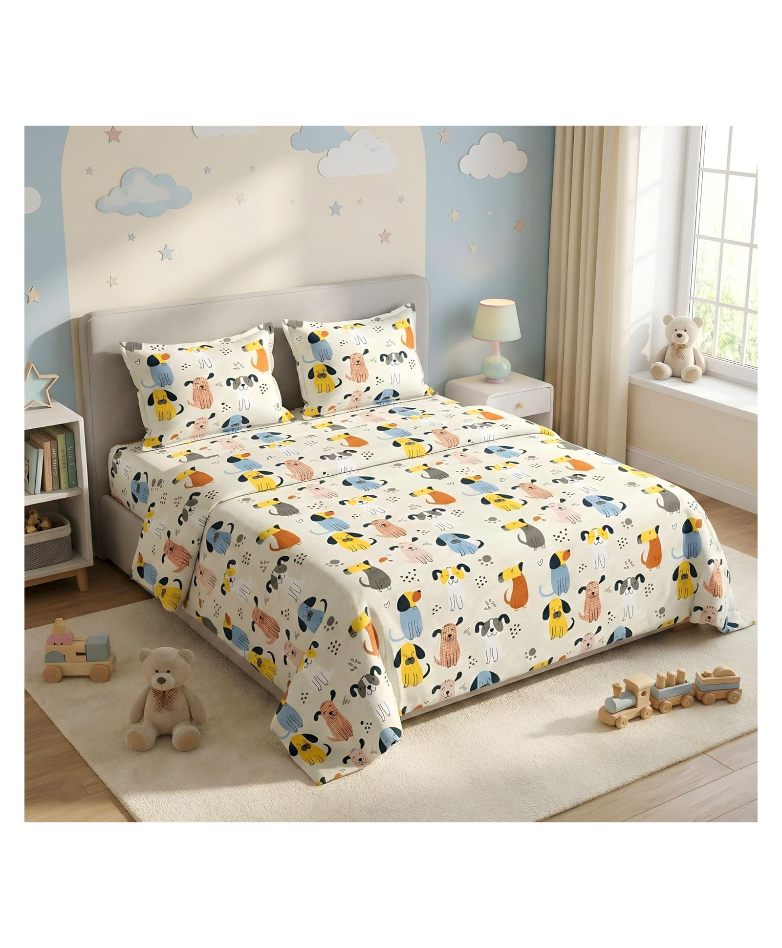 KIDS WONDERS Kids Print Flat Bedsheet in jungle print With 2 Pillow Covers-image-49