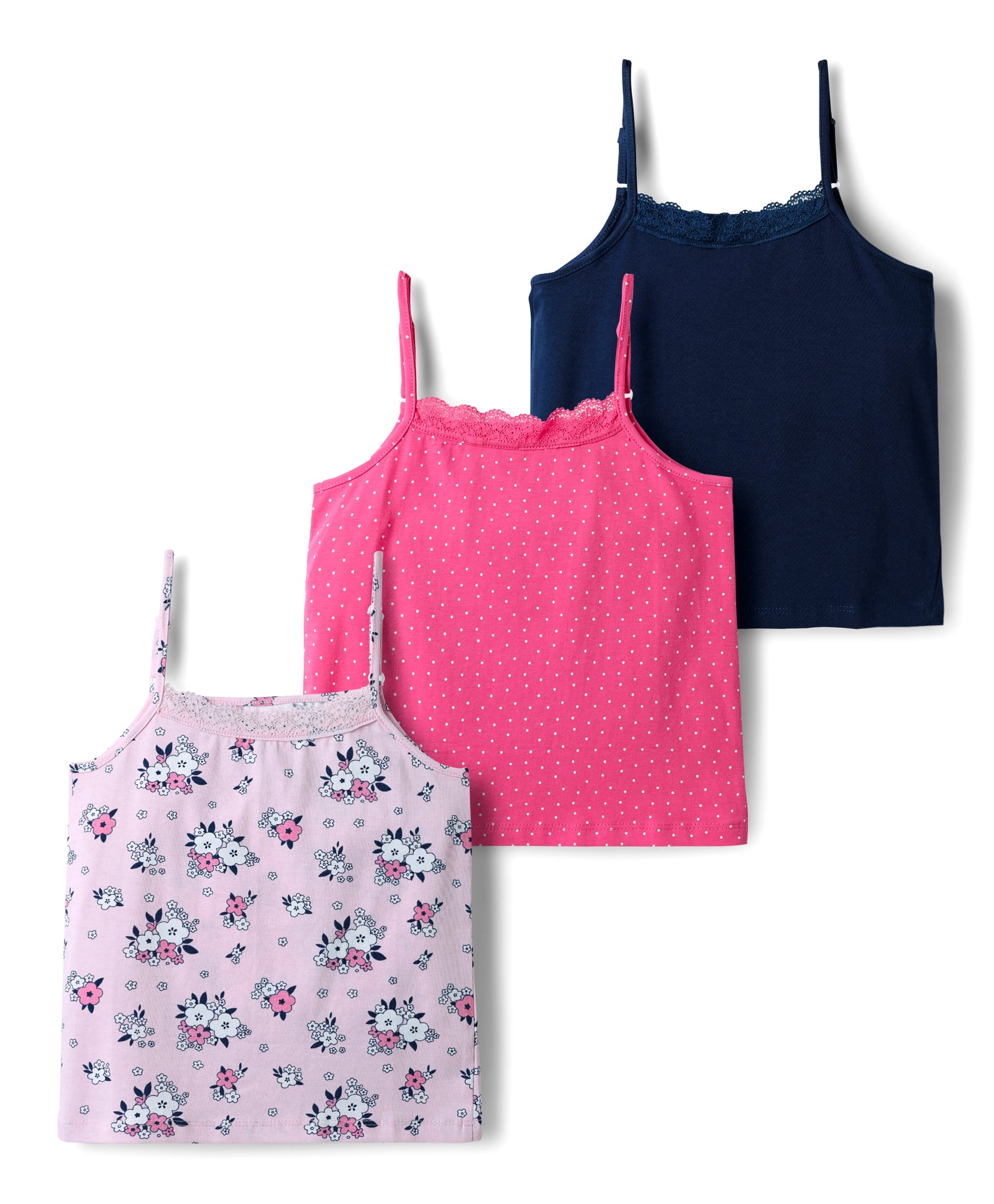 Honeyhap Premium Cotton Elastane Knit Sleeveless Solid & Floral Printed Slips With Bio Finish Pack of 3 - Tander Touch Navy Peony & Fandango Pink-picture-16