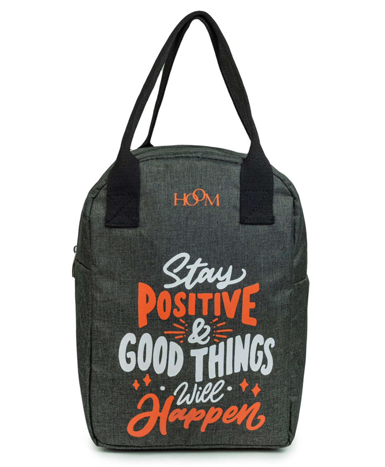 HOOM Lunch Bag with quote Thermal insulated 5204A- Grey Melange-image-9
