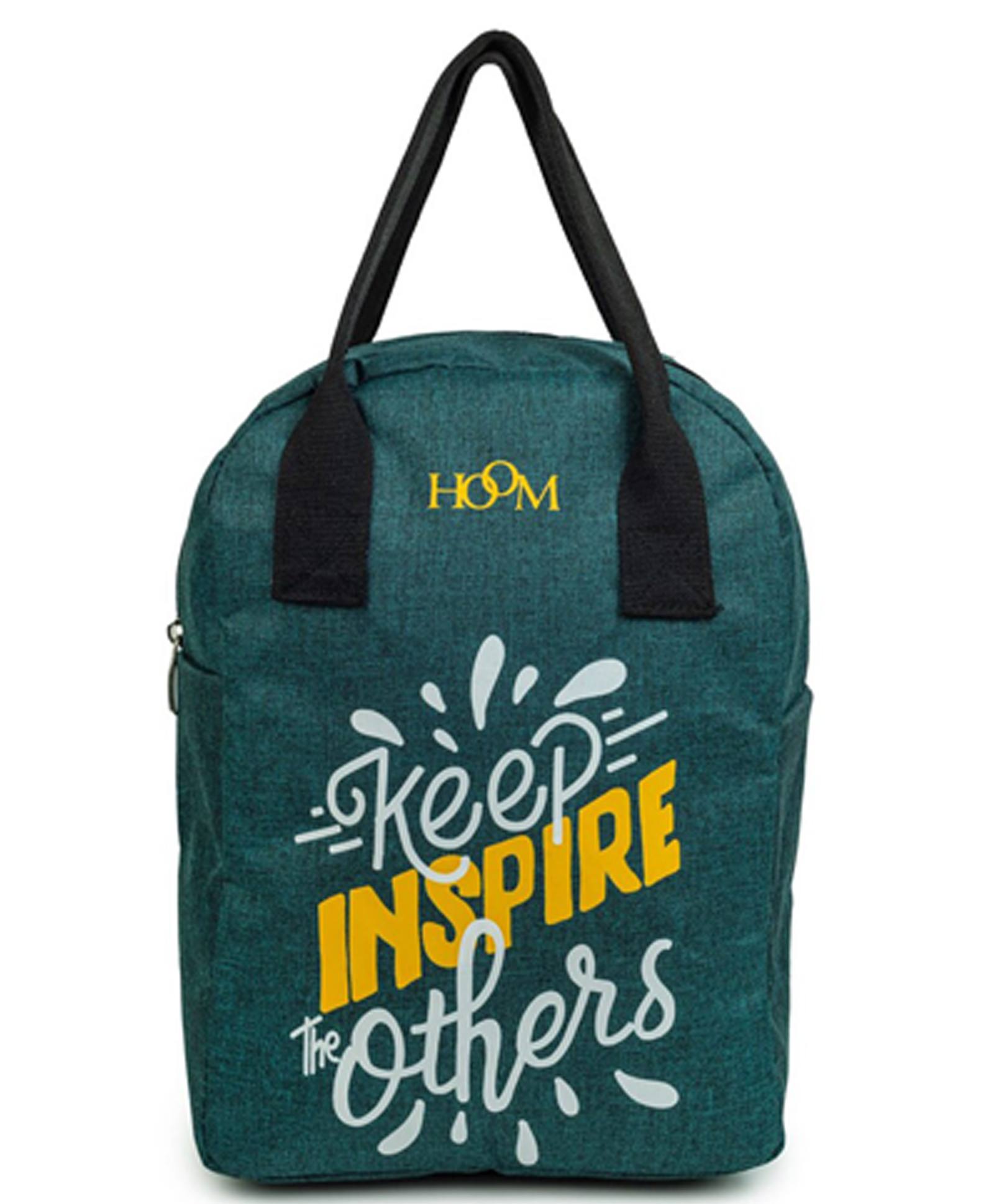 HOOM Lunch Bag with quote Thermal insulated 5204D- Green Melange-image-14