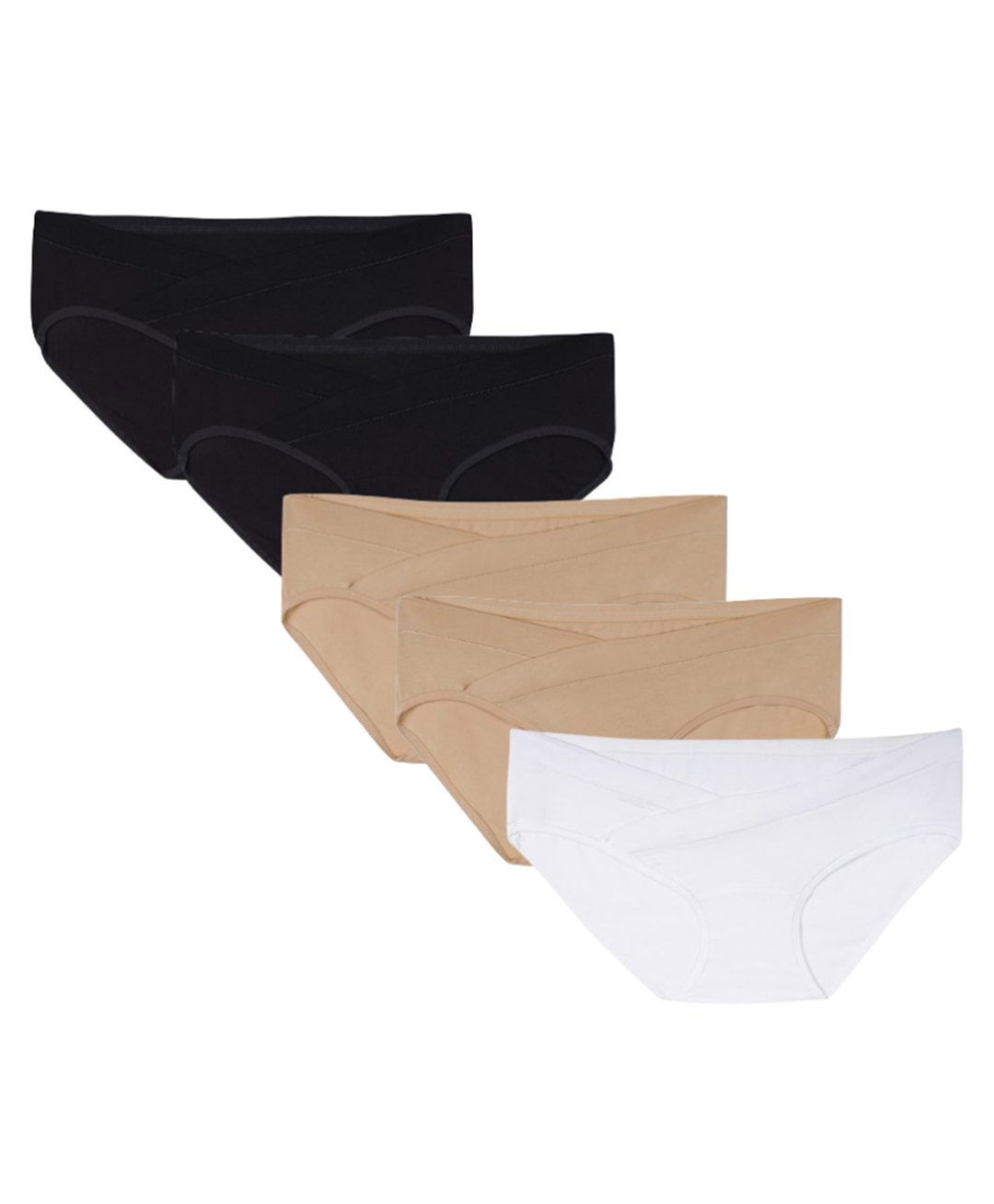 TUMMY Bamboo Cotton Pack Of 5 Solid Low Waist Maternity Panty - Multi Colour-picture-14