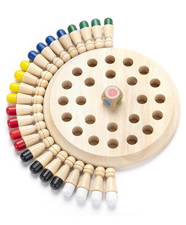 Wudly Wooden Memory Chess Game for Kids Montessori Color Matching Board Game-image-13
