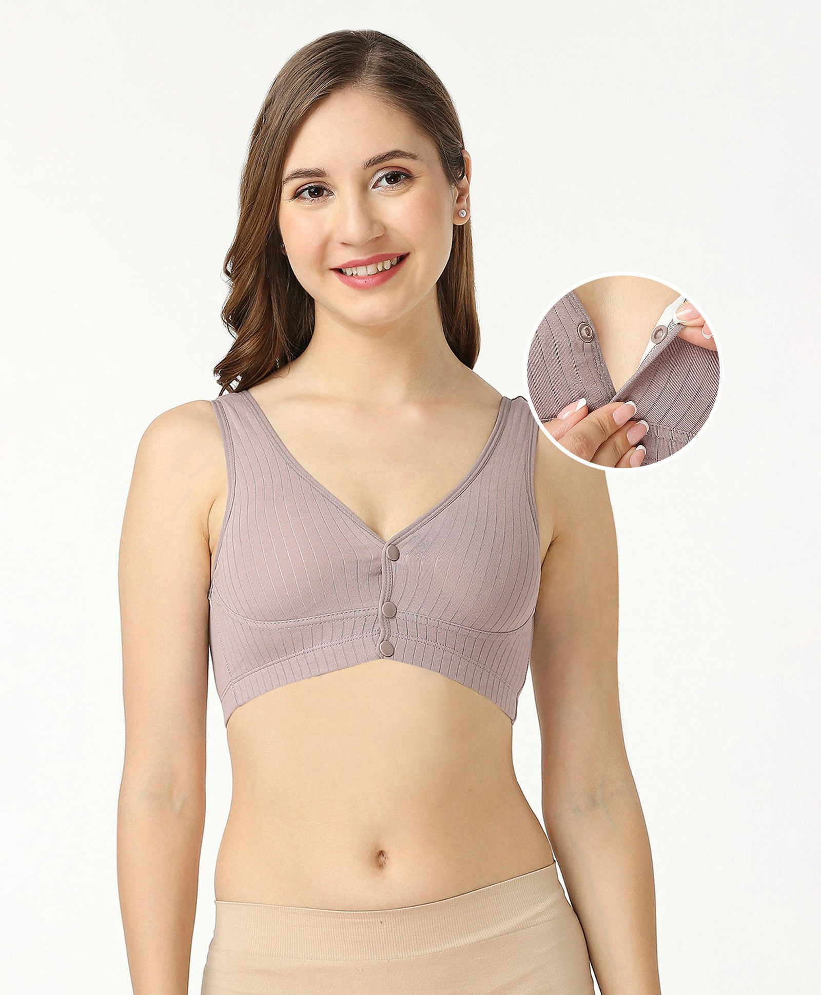 Bella Mama Cotton Elastane Knit Maternity Non Wired Nursing Bra - Lilac