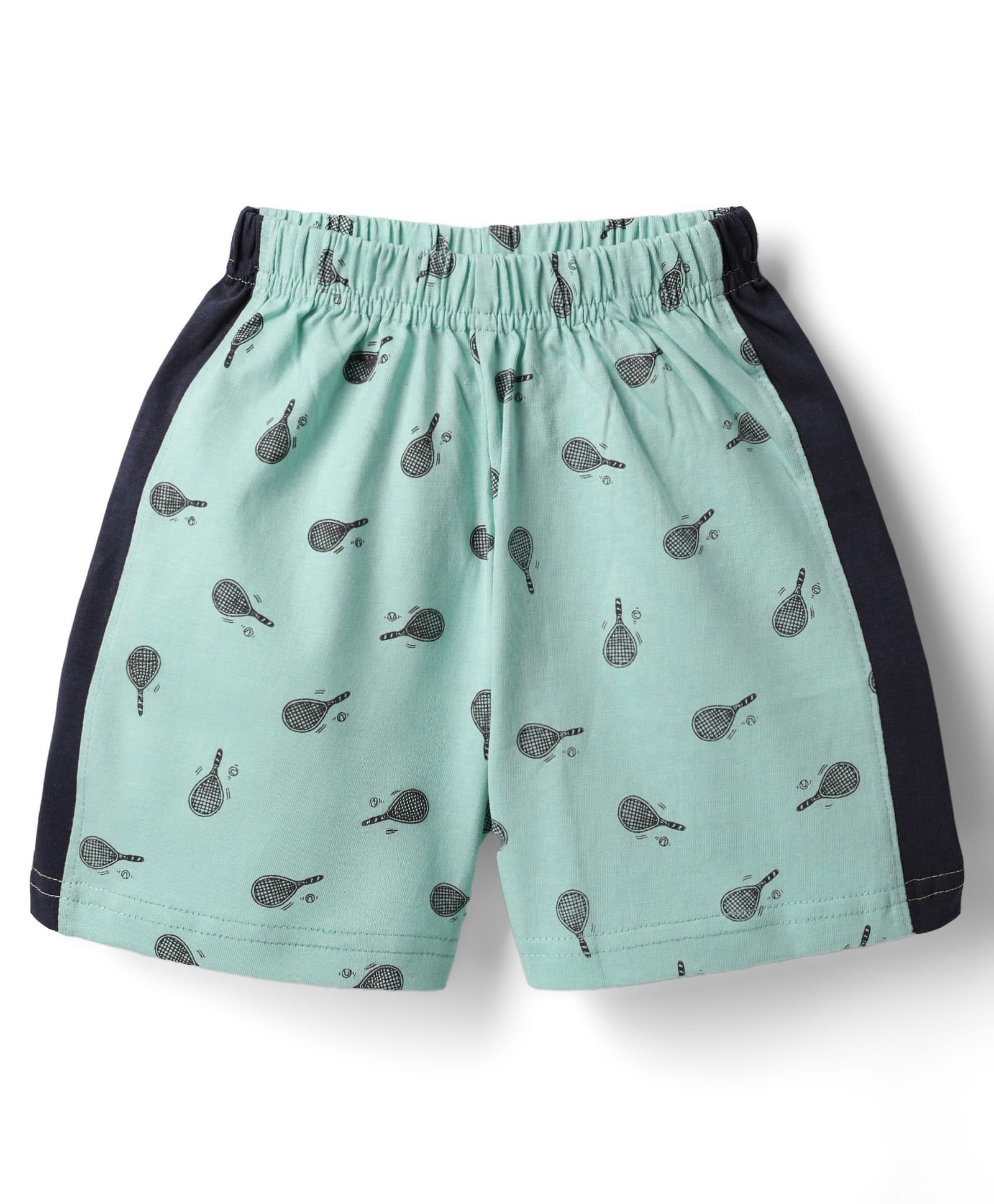 Taeko Single Jersey Knit Knee Length Shorts With Tennis Print - Turquoise-picture-18