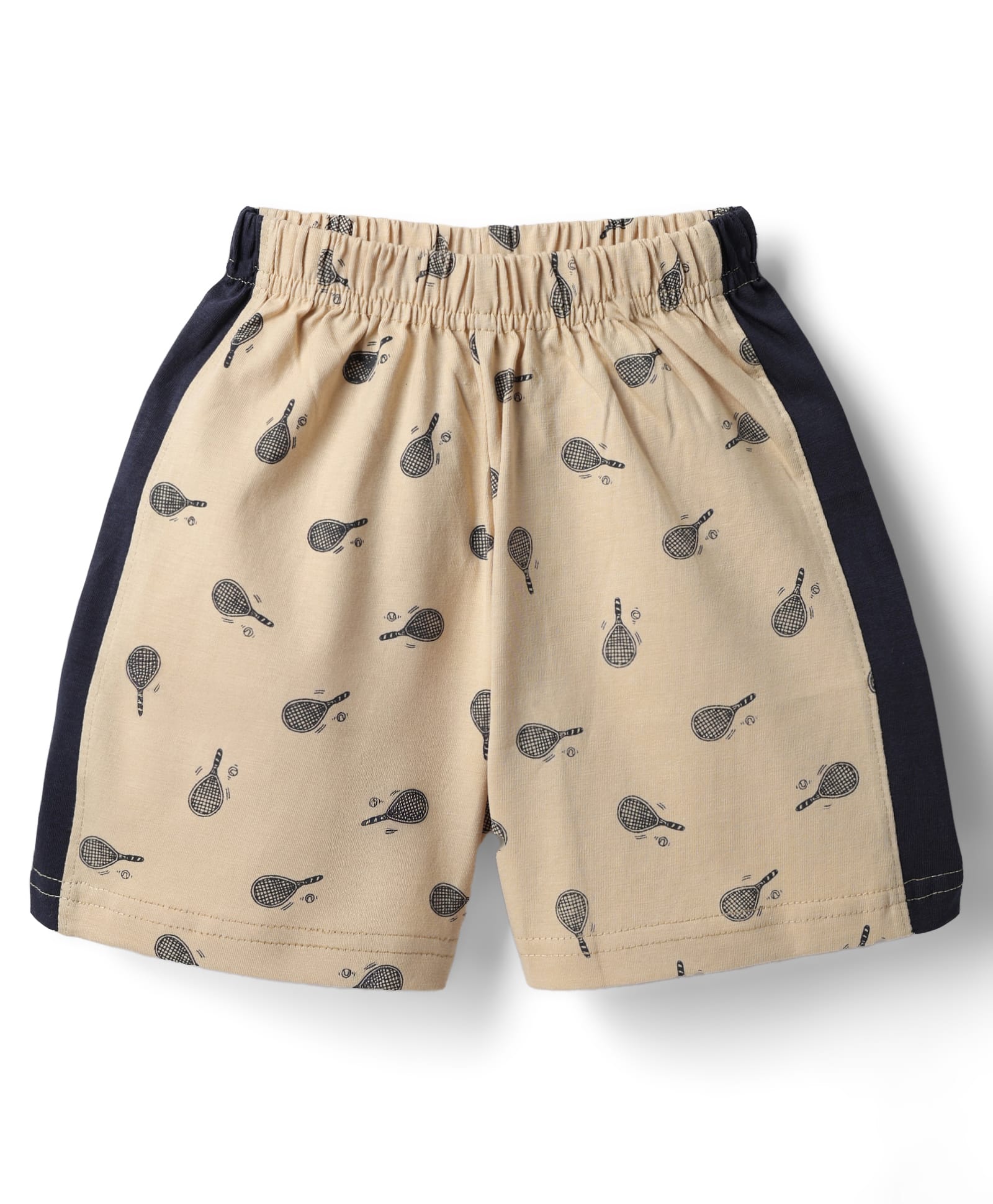 Taeko Single Jersey Knit Knee Length Shorts With Tennis Print - Light Brown-image-28