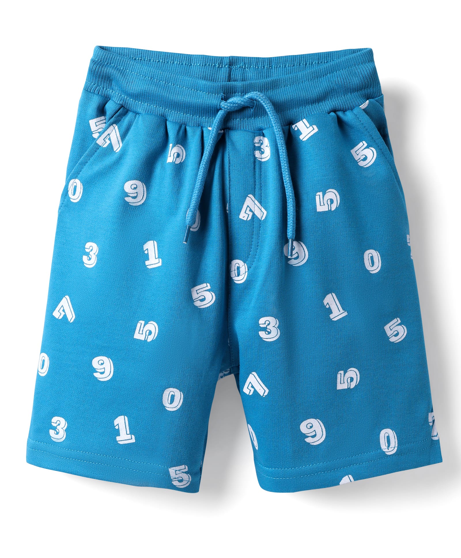 Taeko Single Jersey Knit Knee Length Shorts With Number Print - Blue-picture-18