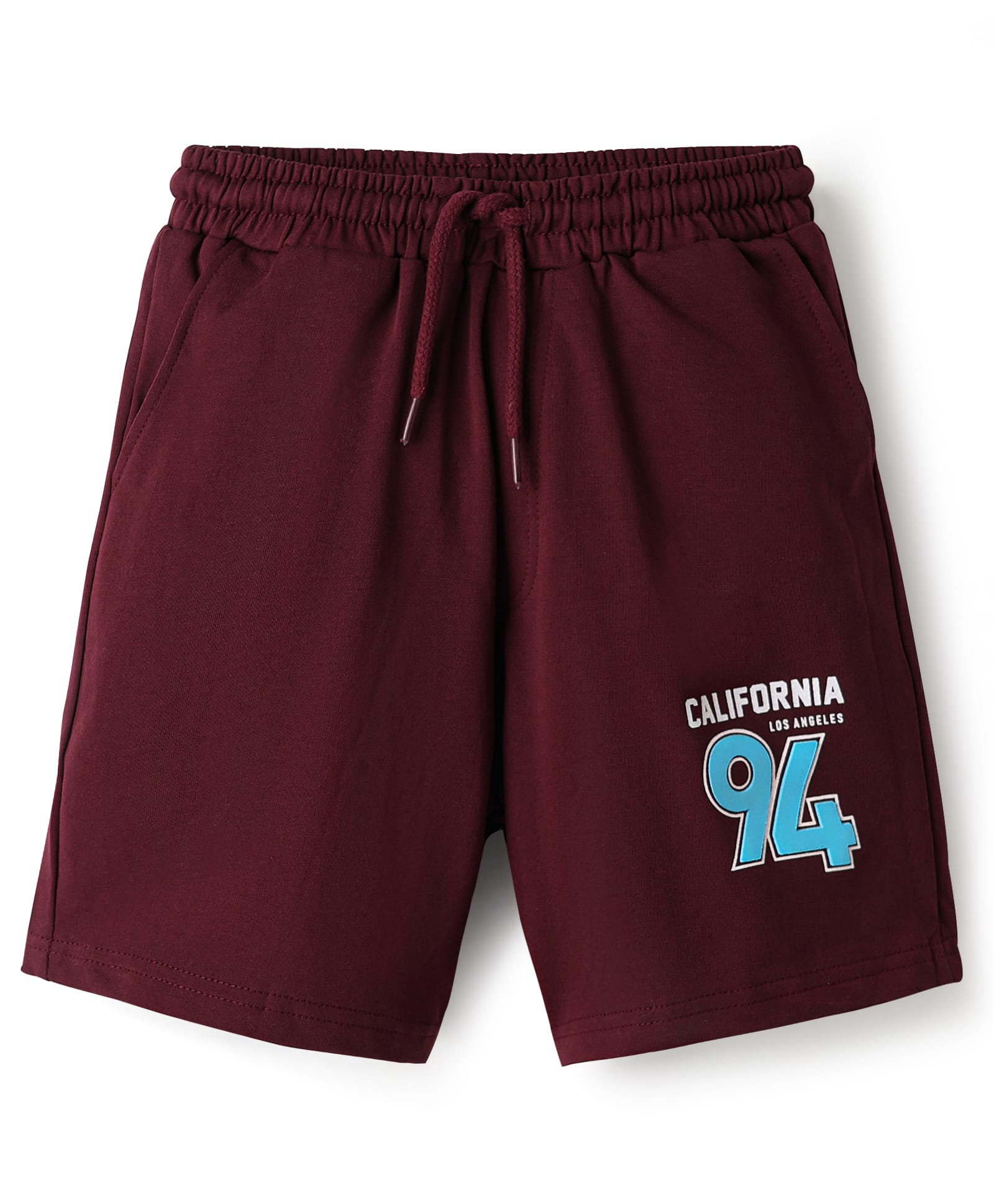 Taeko Single Jersey Knit Knee Length Shorts With Number Print - Maroon-picture-18