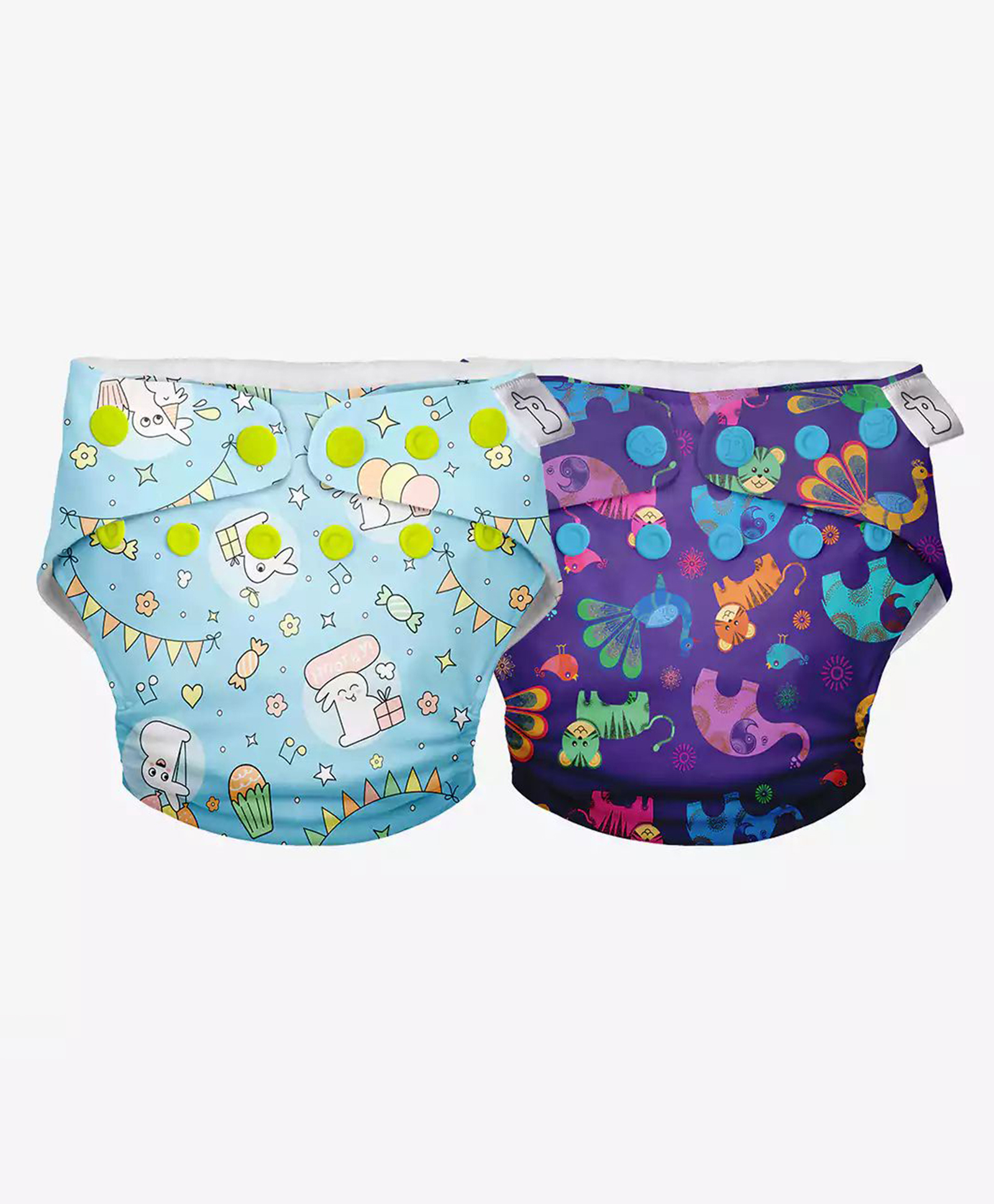 SuperBottoms Swimming Diapers for Babies & Toddlers - Washable, Reusable & Adjustable Swim Diapers | Pack of 2 | Purple Love & Hunny Bummy