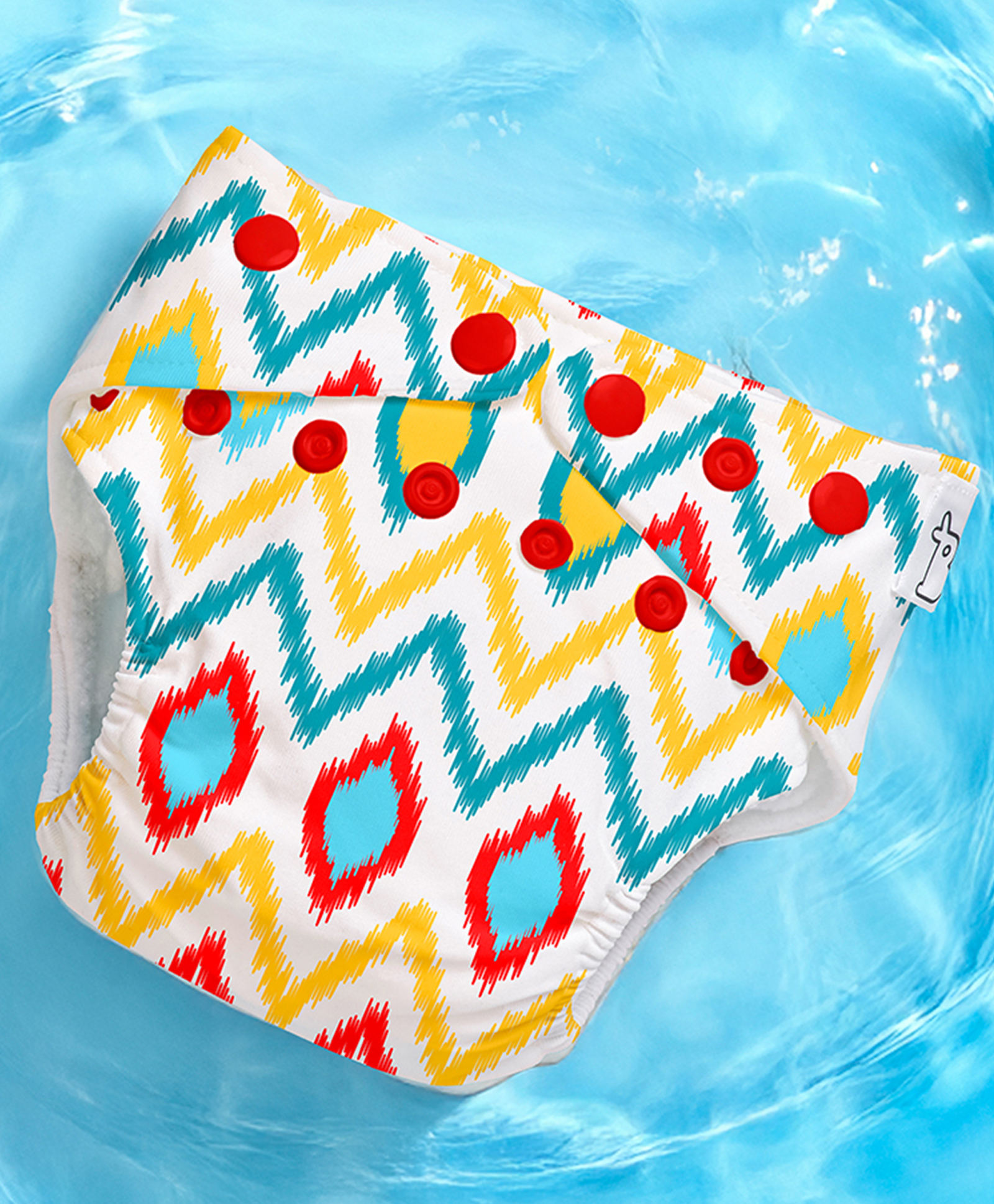 SuperBottoms Swimming Diapers for Babies & Toddlers - Washable, Reusable & Adjustable Swim Diapers | Ikat Chevron