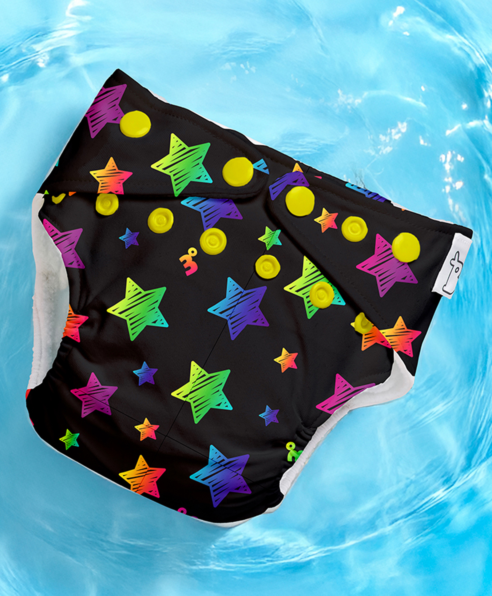 SuperBottoms Swimming Diapers for Babies & Toddlers - Washable, Reusable & Adjustable Swim Diapers | Rainbow Twinkles
