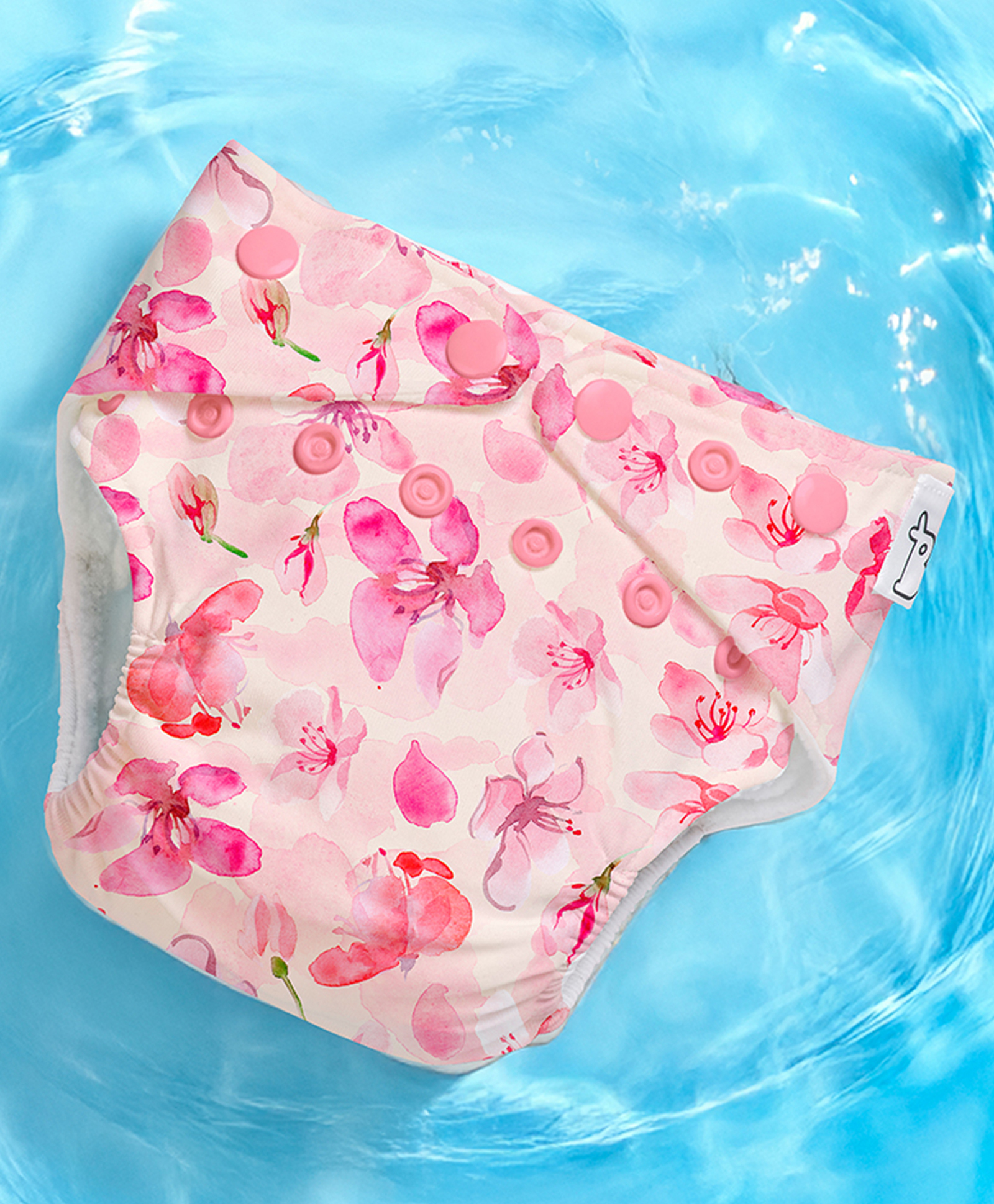 SuperBottoms Swimming Diapers for Babies & Toddlers - Washable, Reusable & Adjustable Swim Diapers | Cherry Blossom