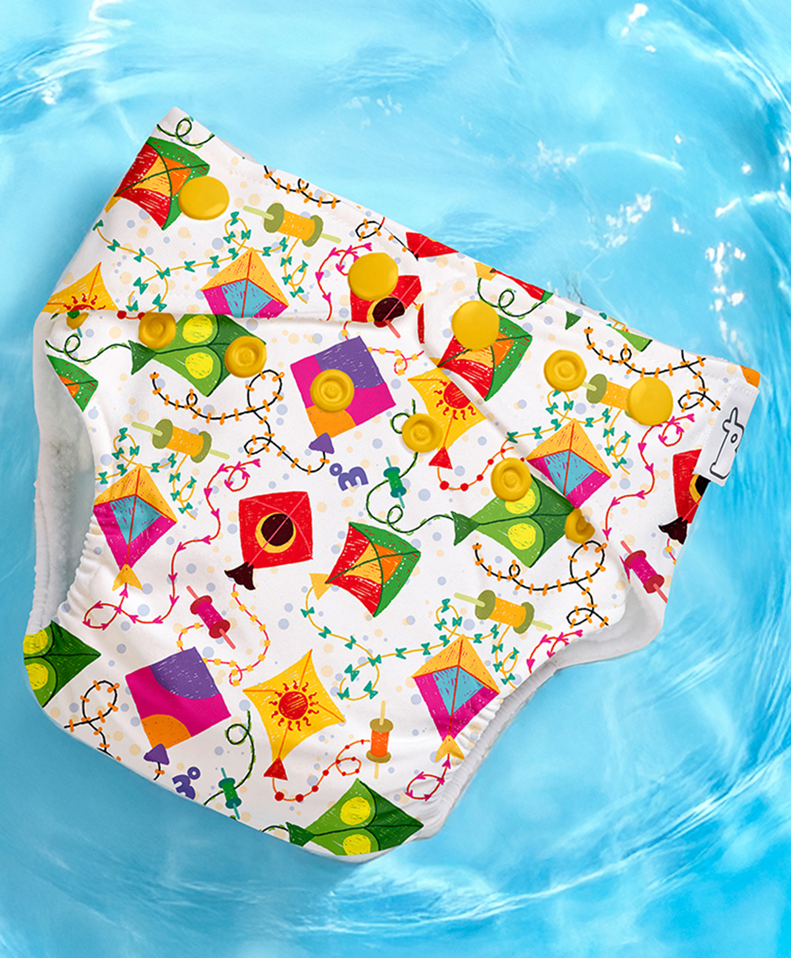 SuperBottoms Swimming Diapers for Babies & Toddlers - Washable, Reusable & Adjustable Swim Diapers | Coloured Skies-image-3