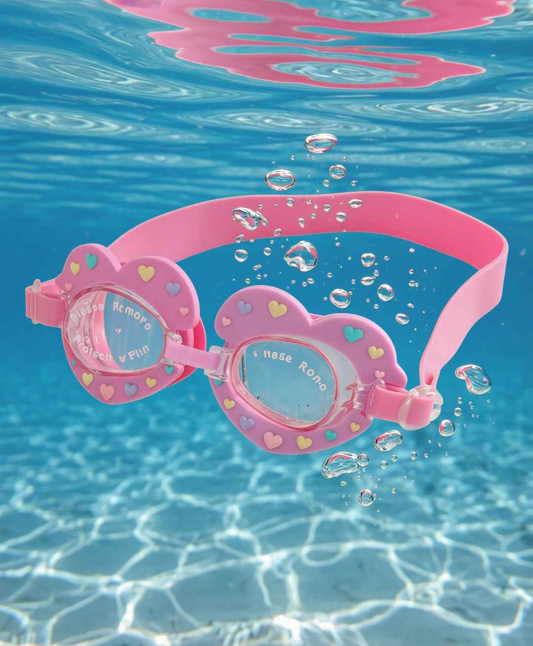 Yellow Bee Silicon Charming Swimming Goggles with Colorful Heart Accents for Girls- 1 Piece, Pink-image-34
