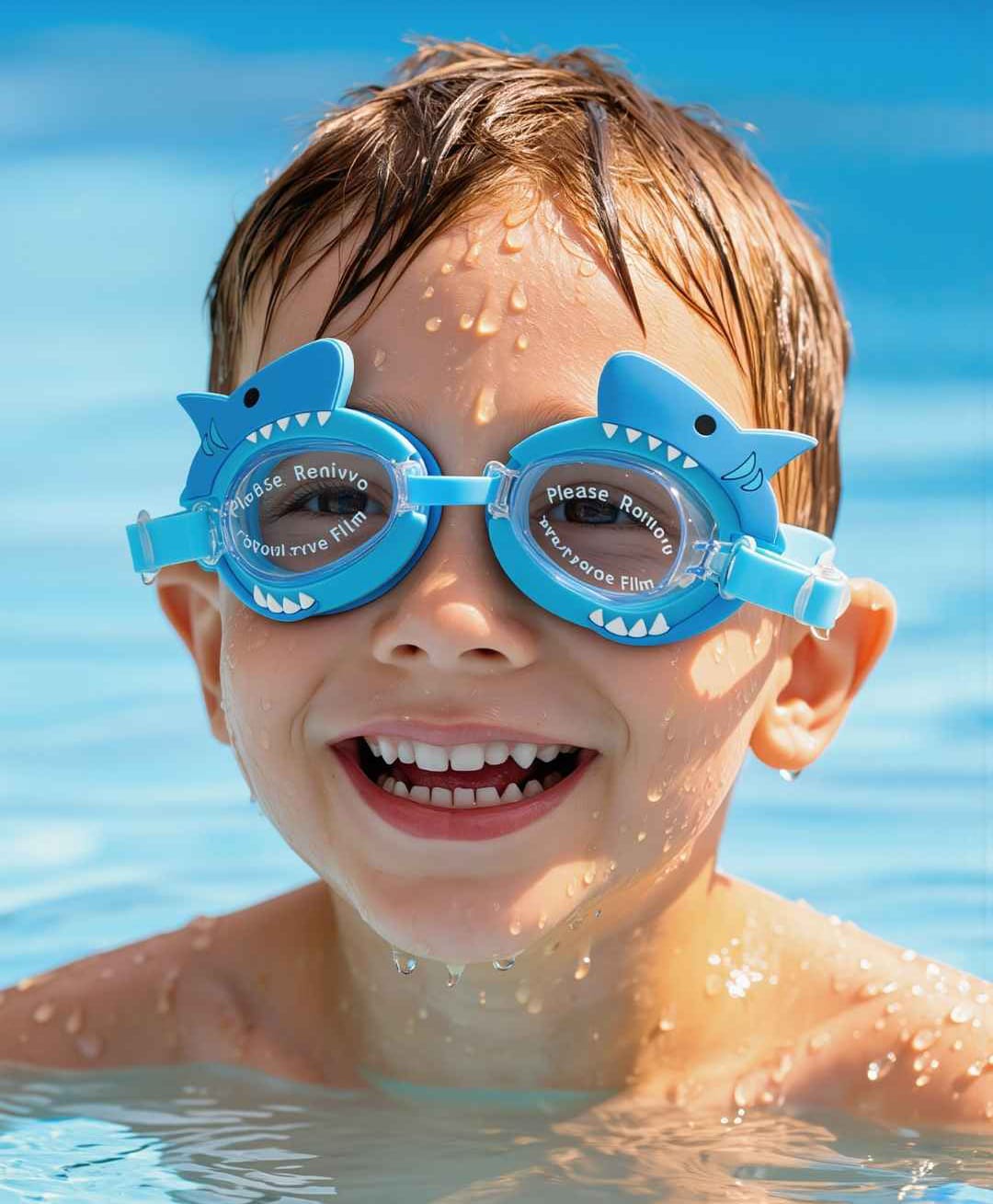 Yellow Bee Silicon Adorable Shark Swimming Goggles with Fin Accents for Boys- 1 Piece, Blue-picture-16