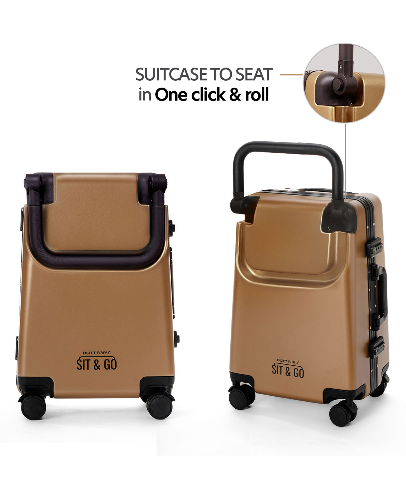 Butt Baby Sit & Go - India's First Cabin Luggage Baby Carrier - Rustic Bronze-image-3