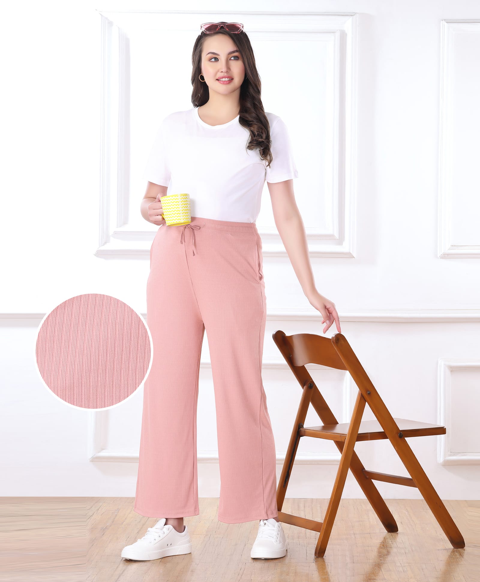 Bella Mama Full Length High Coverage Rib Knit Pant - Pink-picture-33