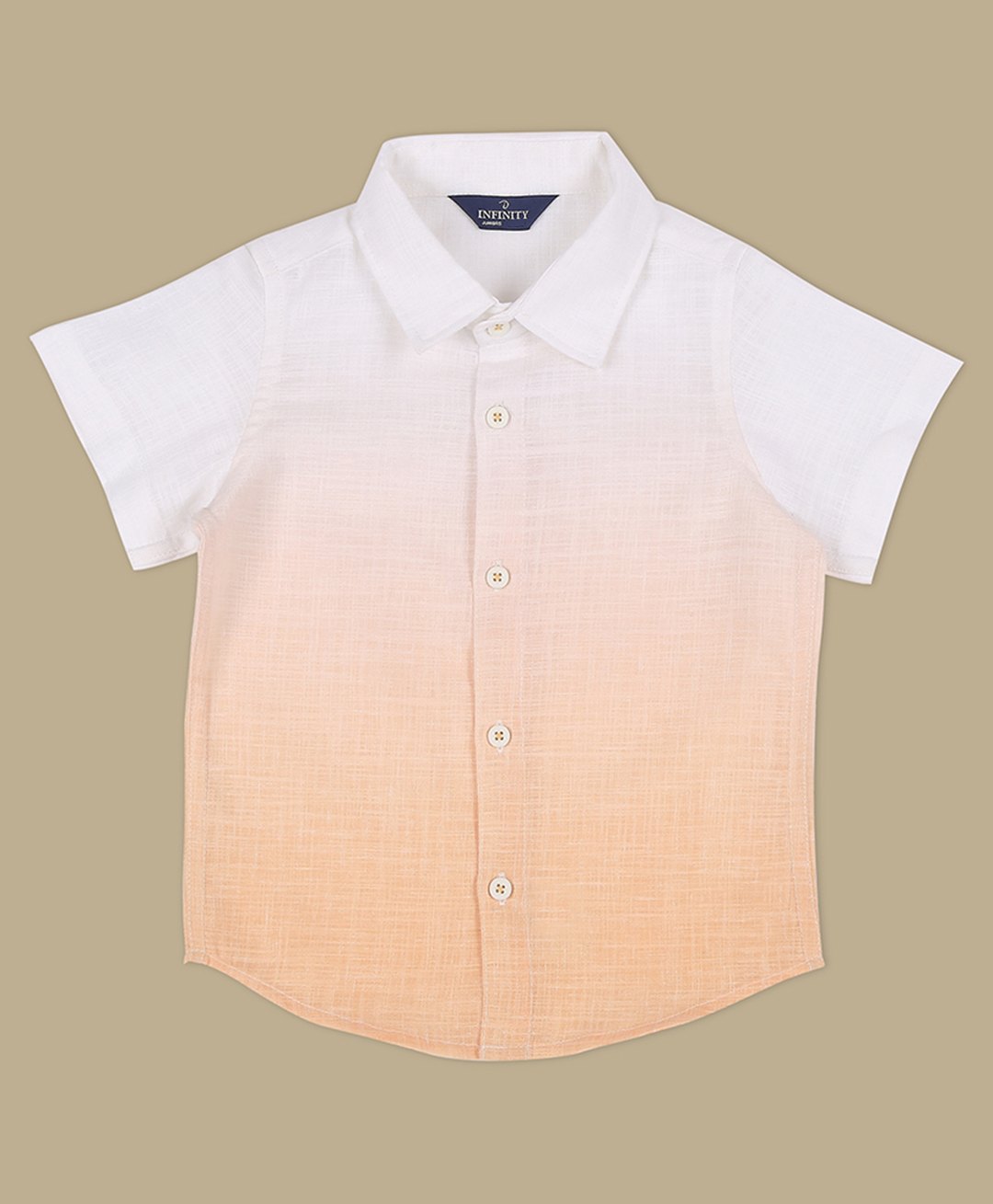 INFINITY Linen Cotton Half Sleeves Ombre Shirt - Peach-image-14