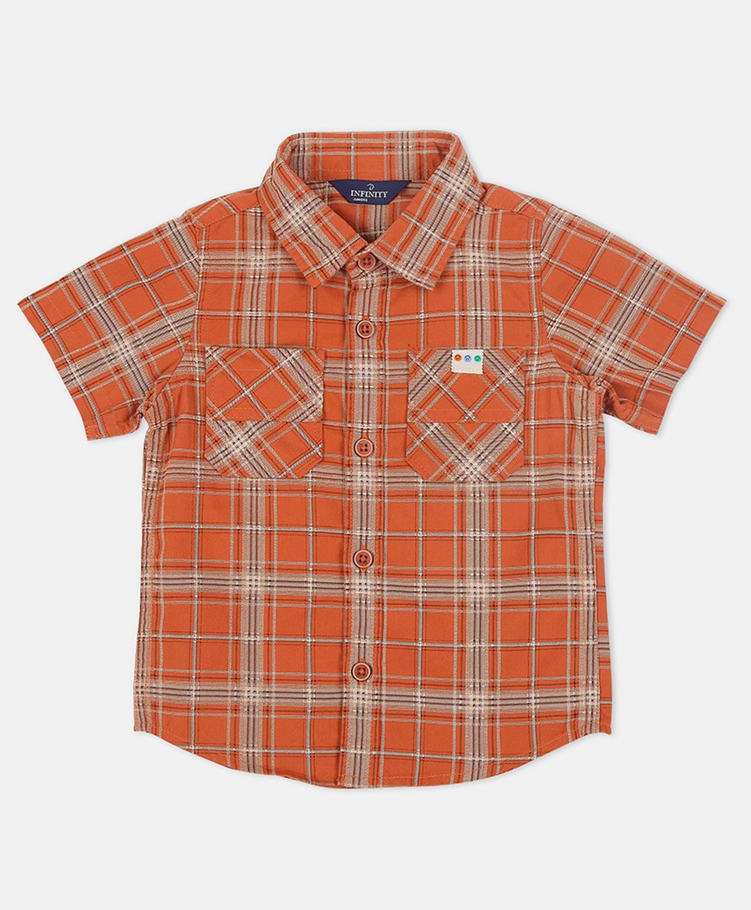 INFINITY Linen Cotton Half Sleeves Checked Shirt - Rust-image-13