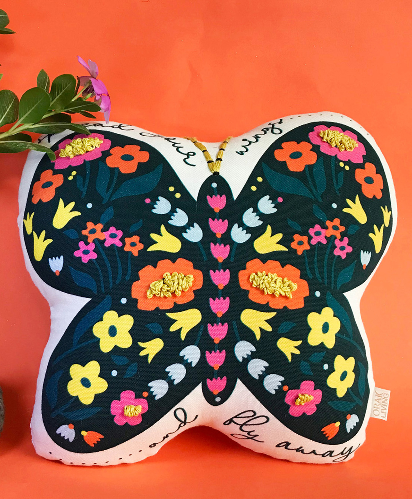 Orak Living Wildflower butterfly Shape Pillow- Multi-image-49