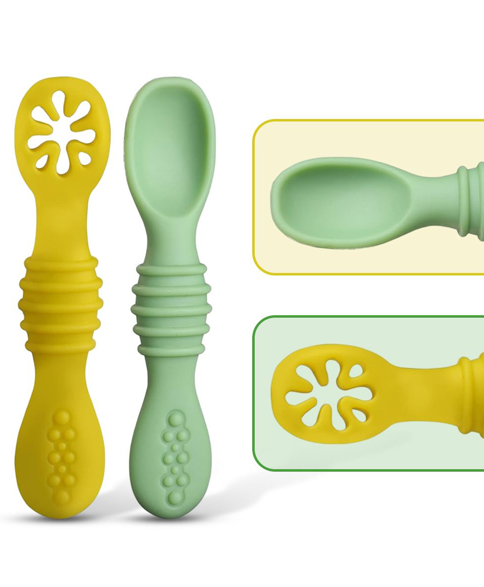 TONY STARK Weaning Spoon Set of 2, Baby Spoons Feeding, Silicone Spoon for Baby 6 to 12 Months, Gum Friendly, BPA Free, Soft & Durable Self-Feeding Spoons-image-29