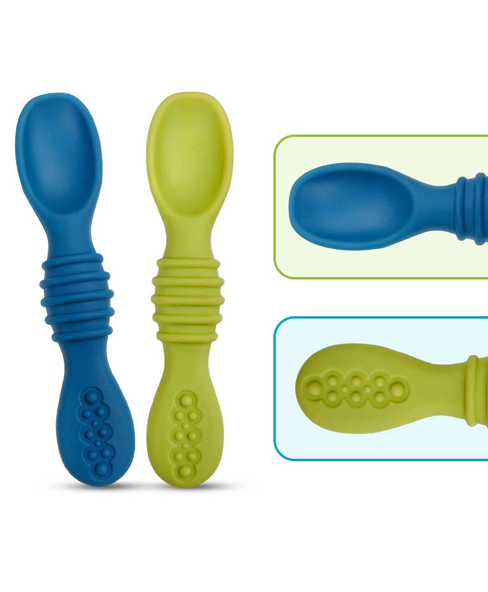 TONY STARK Silicone Spoon Set of 2, Baby Spoons Feeding, Weaning Spoon for Baby 6 to 12 Months, Gum Friendly, BPA Free, Soft & Durable Self-Feeding Spoons-image-2