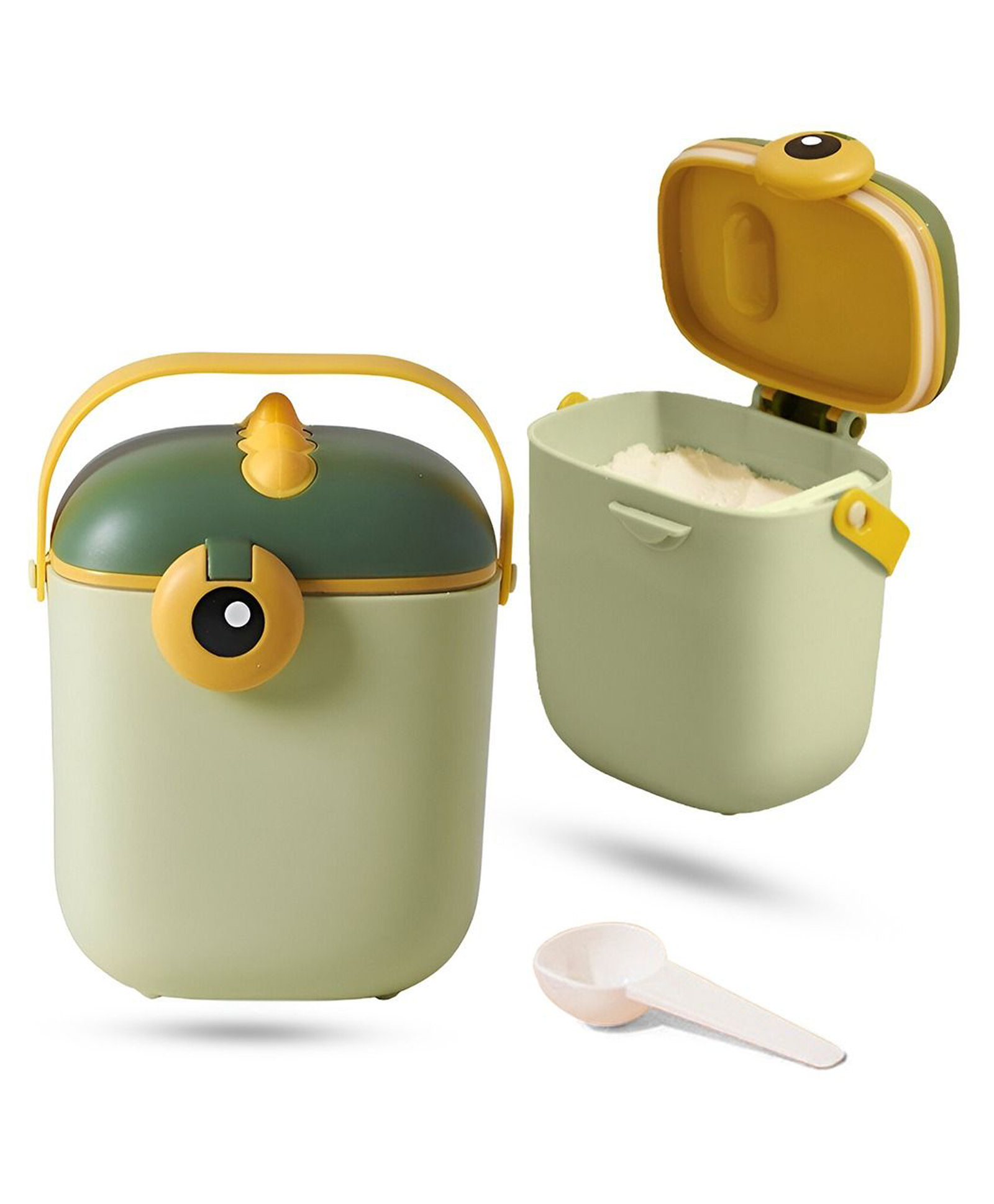TONY STARK 800 ml Portable Milk Powder Container, Baby Food Container for Travelling, First Feed Baby Storage Box with Built-In Scoop Holder (Dino Olive Green)-image-33