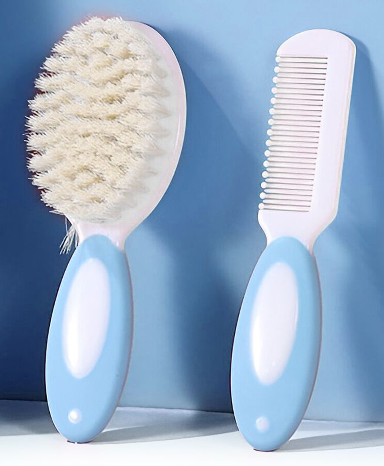 TONY STARK Baby Brush and Comb Set, Newborn Essentials Set with Baby Comb and Soft Bristle Hair Brush for Your Toddlers Scalp (Blue)-image-1