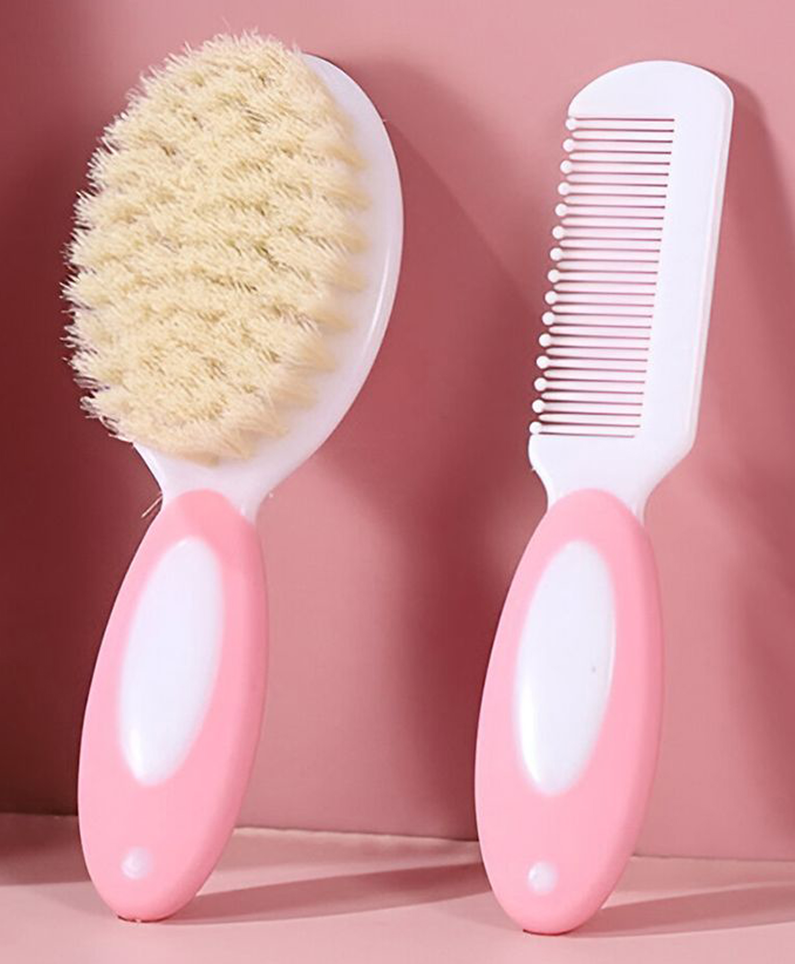 TONY STARK Baby Brush and Comb Set, Newborn Essentials Set with Baby Comb and Soft Bristle Hair Brush for Your Toddlers Scalp (Pink)-image-37