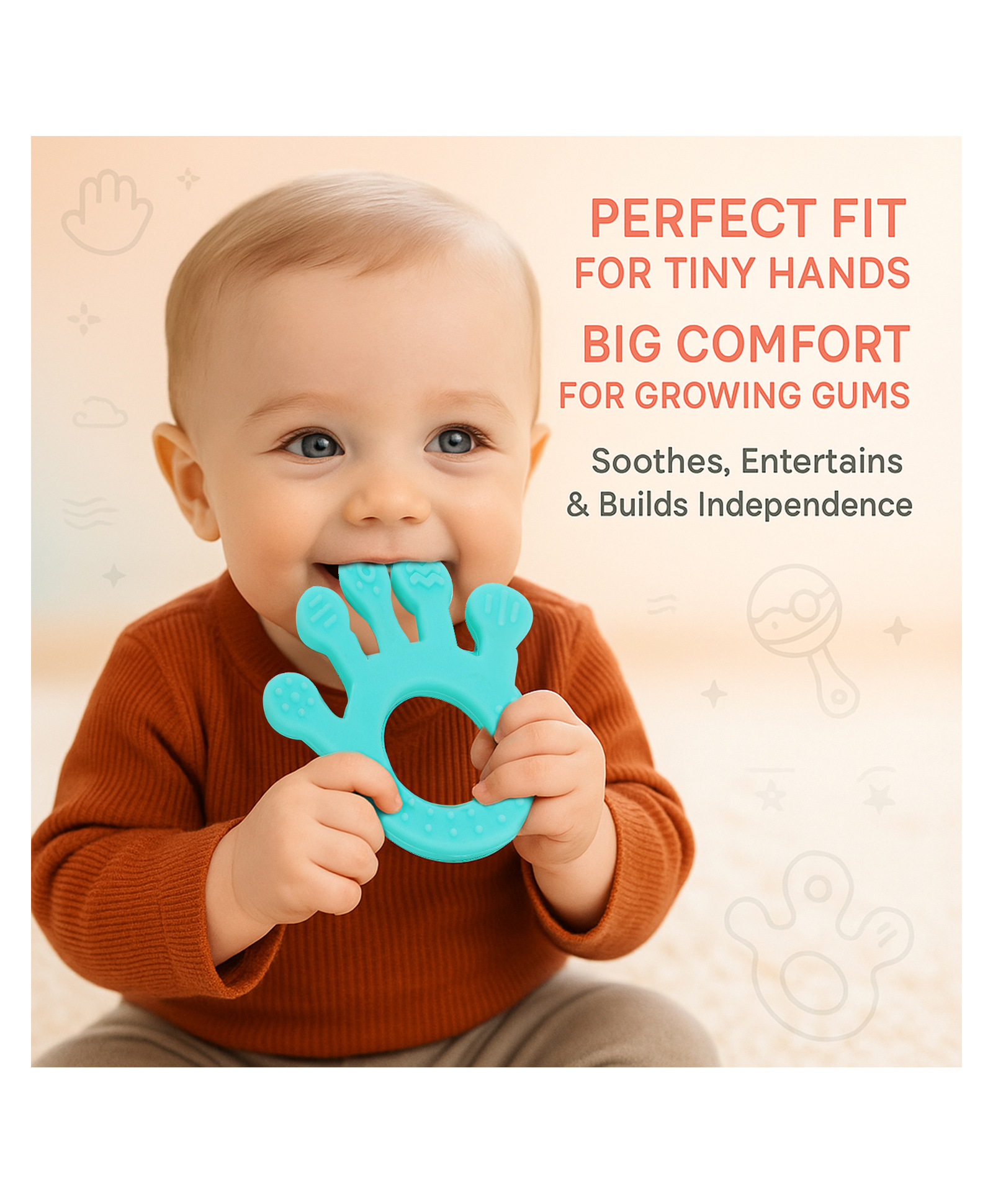 Babykins Palm Shaped Silicone Teether Blue-image-11