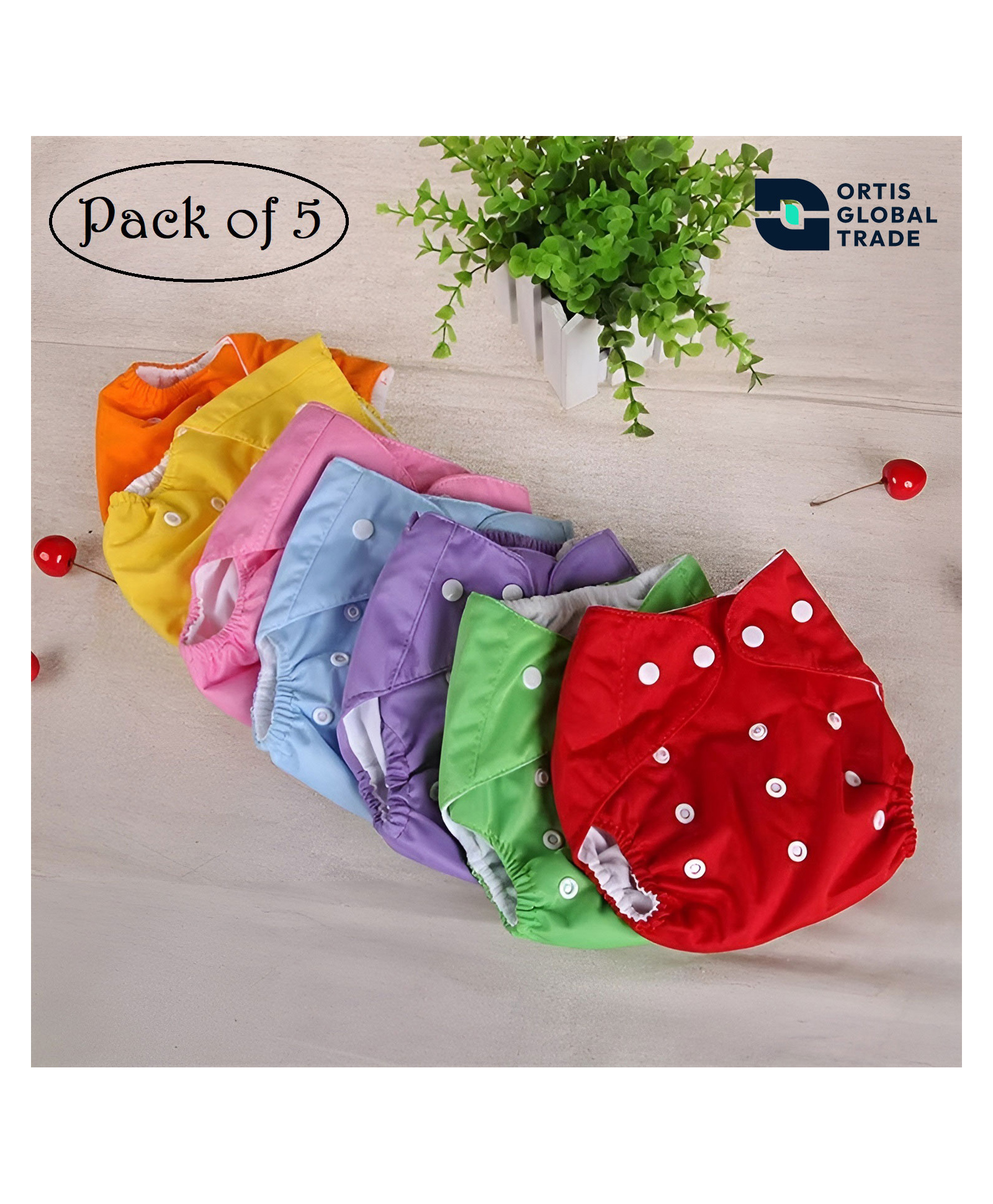 Ortis Free SizeQuick Dry UltraThin Pads Leakage Proof Reusable Cloth Diaper Multicolor (Pack of 5)-picture-42