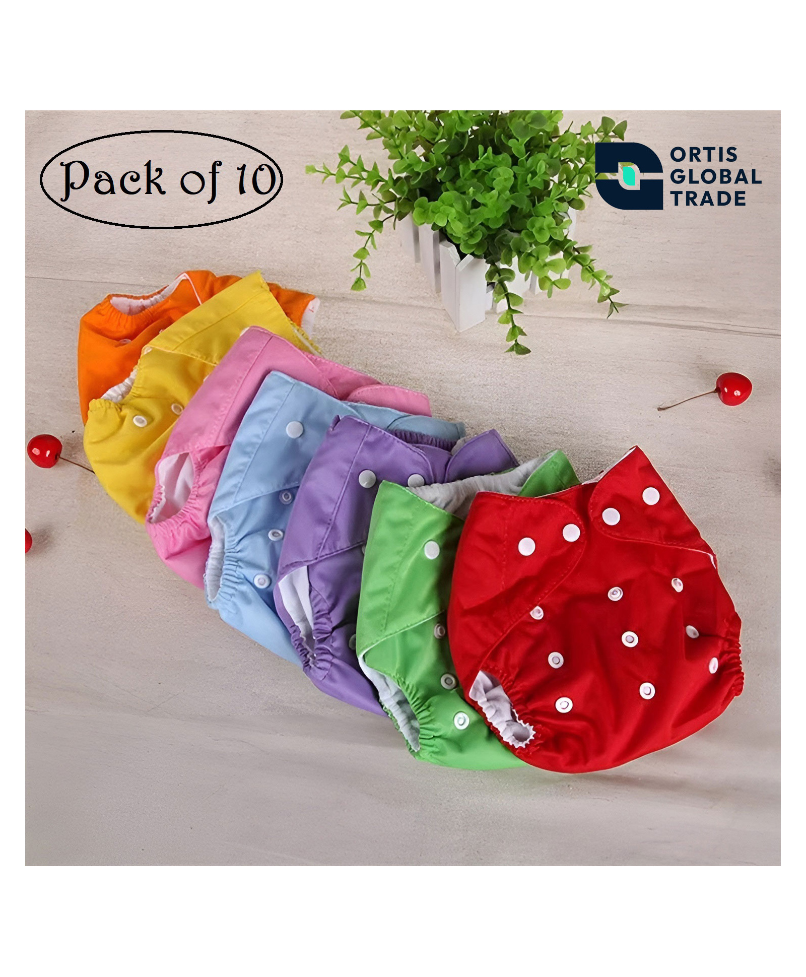 Ortis Free SizeQuick Dry UltraThin Pads Leakage Proof Reusable Cloth Diaper Multicolor (Pack of 10)-picture-36