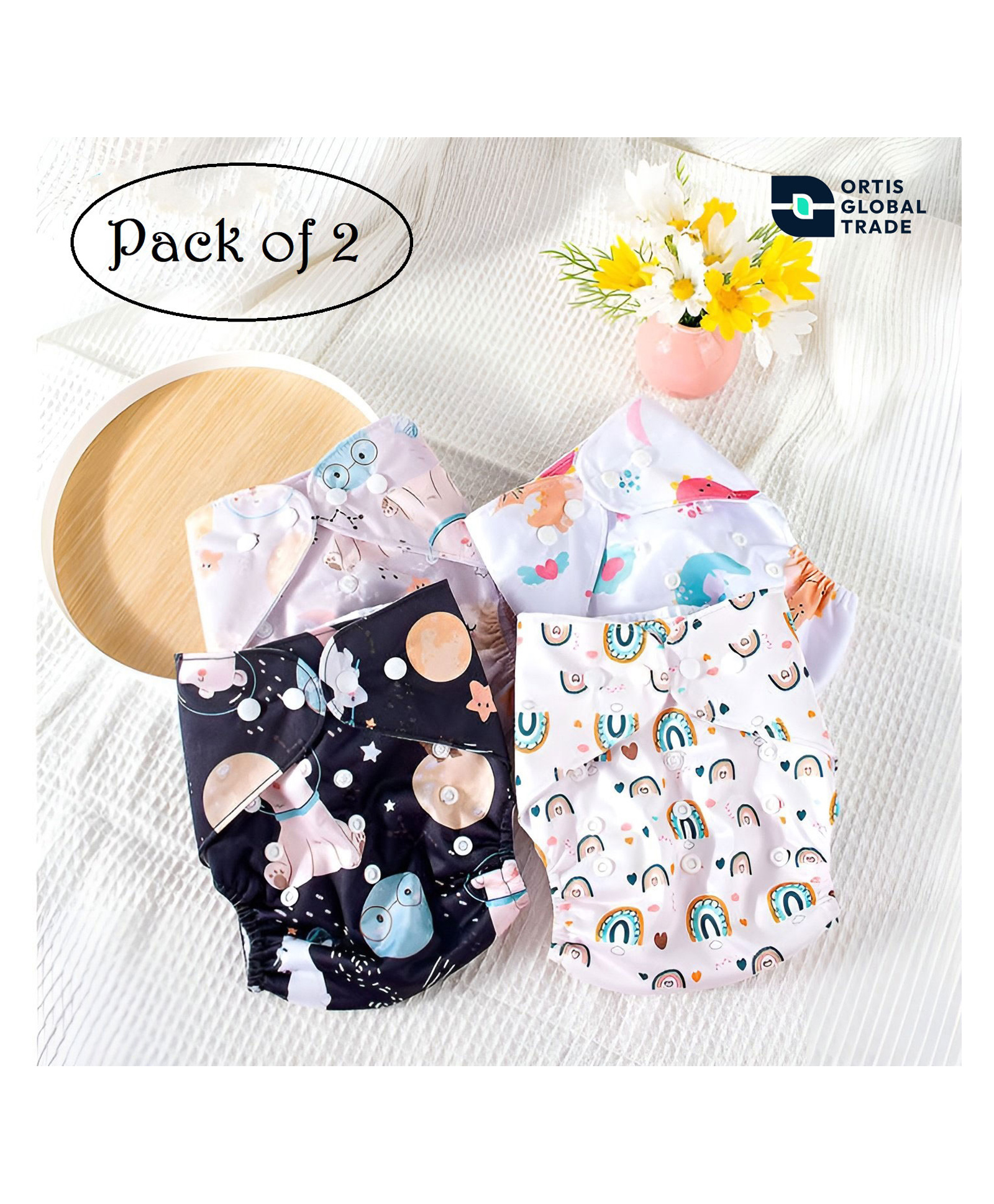 Ortis Free SizeQuick Dry UltraThin Pads Leakage Proof Reusable Cloth Diaper Multicolor Outer Shell only | (No inserts included) (Pack of 2)-picture-35