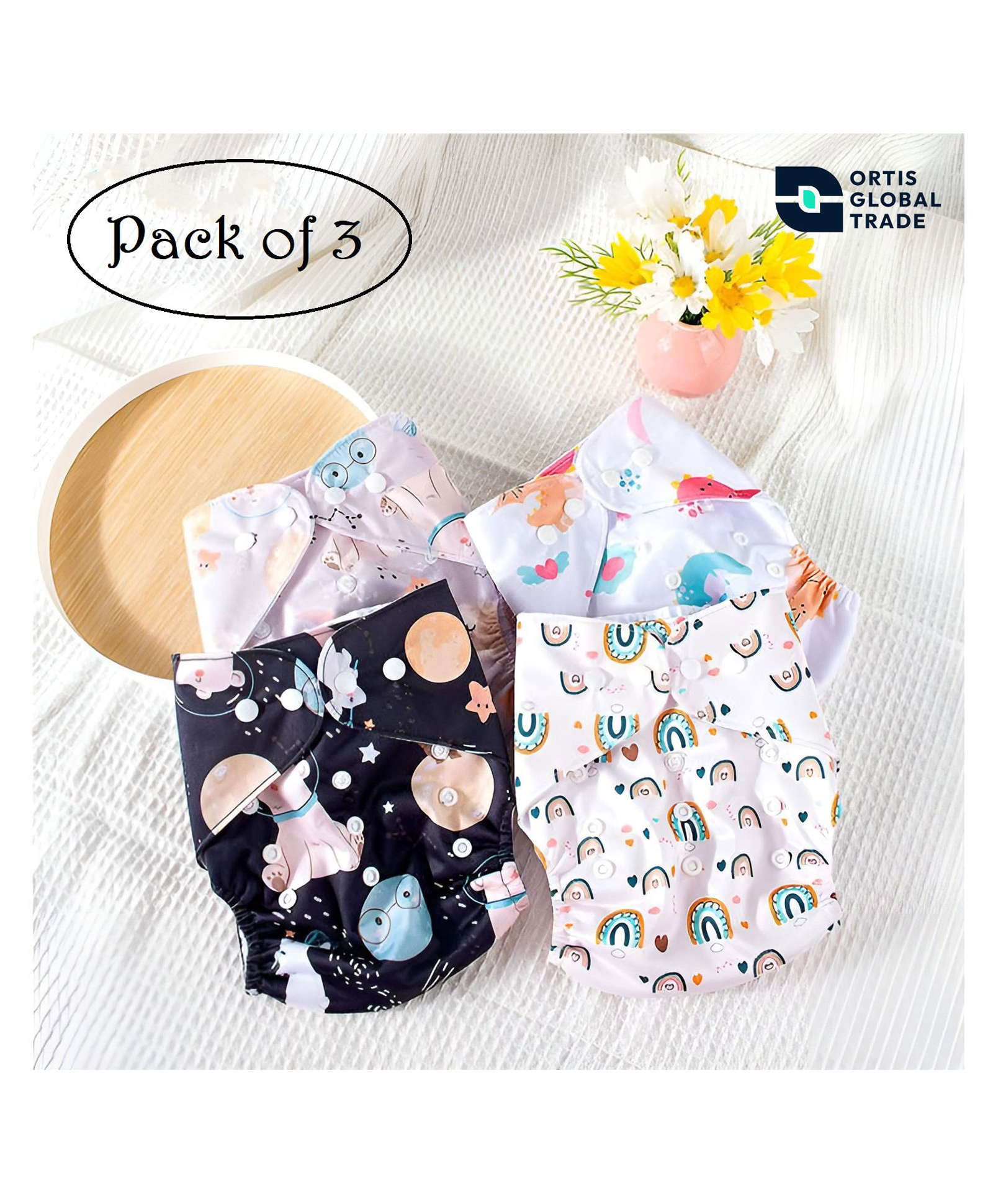 Ortis Free SizeQuick Dry UltraThin Pads Leakage Proof Reusable Cloth Diaper Multicolor Outer Shell only | (No inserts included) (Pack of 3)-picture-14